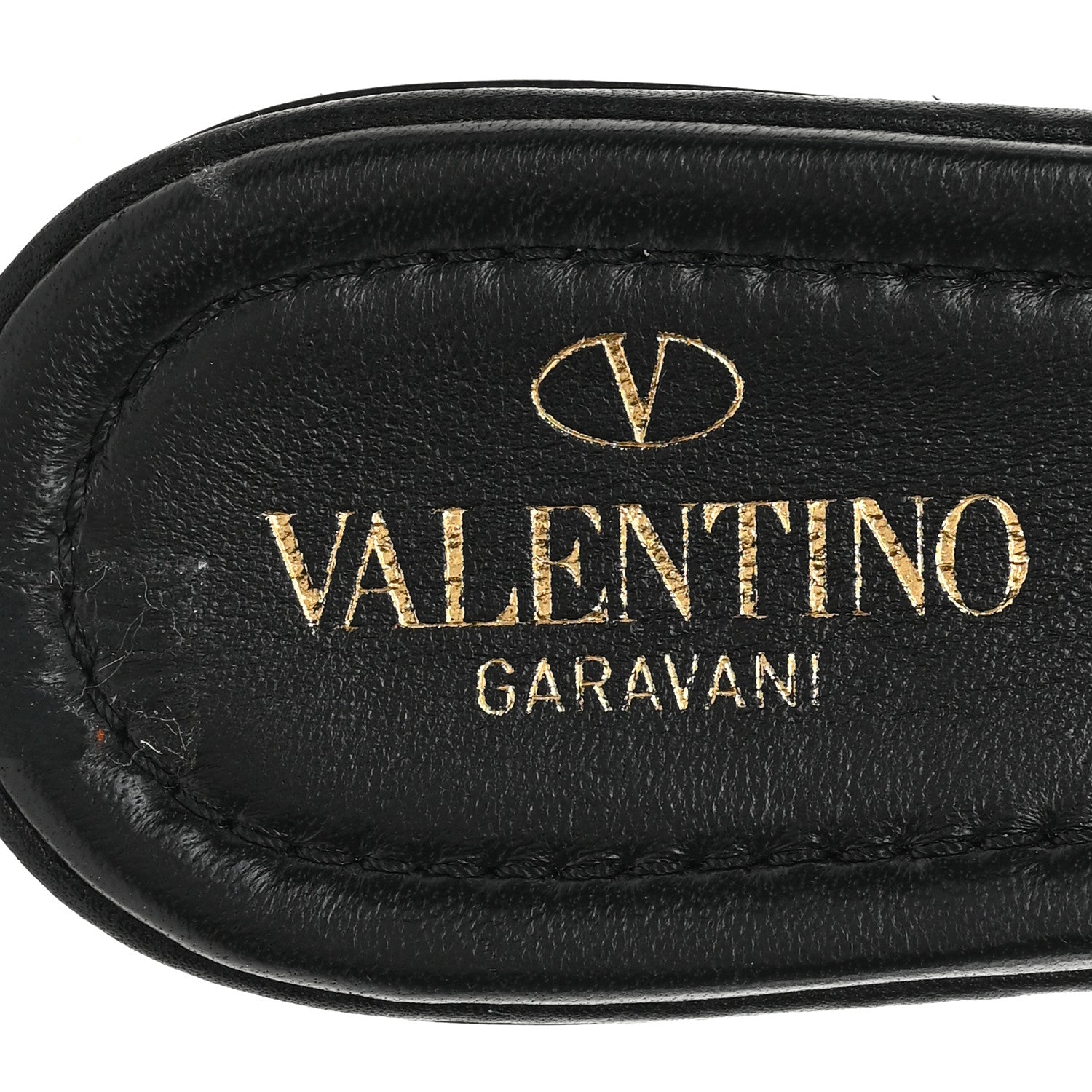 Valentino Garavani Pebbled Calfskin Roman Stud Flat Slide Sandals 37.5 Black 8 of 10