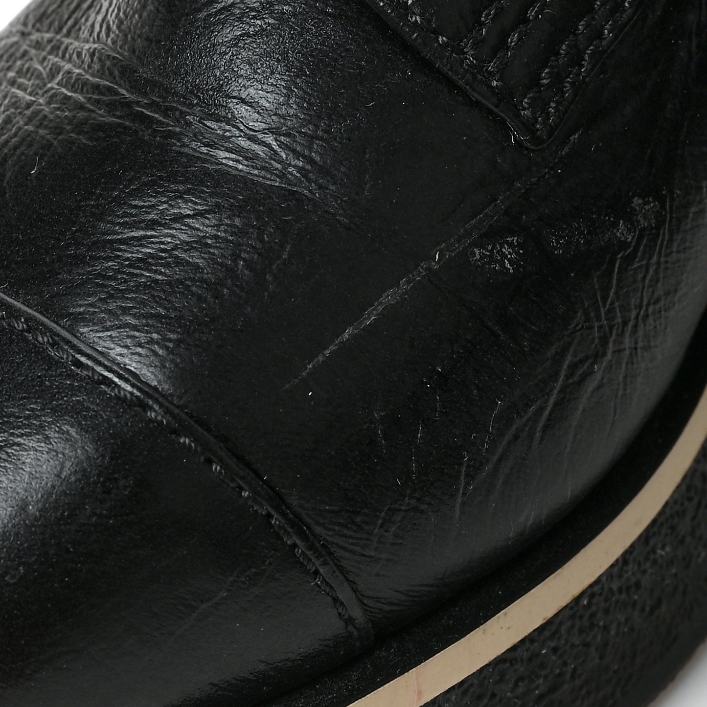 Shiny Crumpled Lambskin Lace Up Combat Boots 38 Black