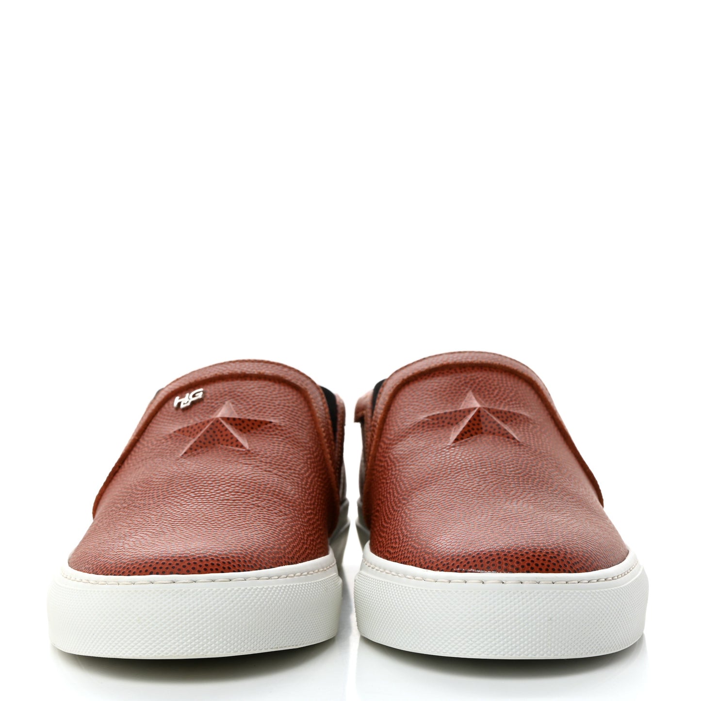 Debossed Calfskin Mens Slip On Basketball Skater Sneakers 41 Brown
