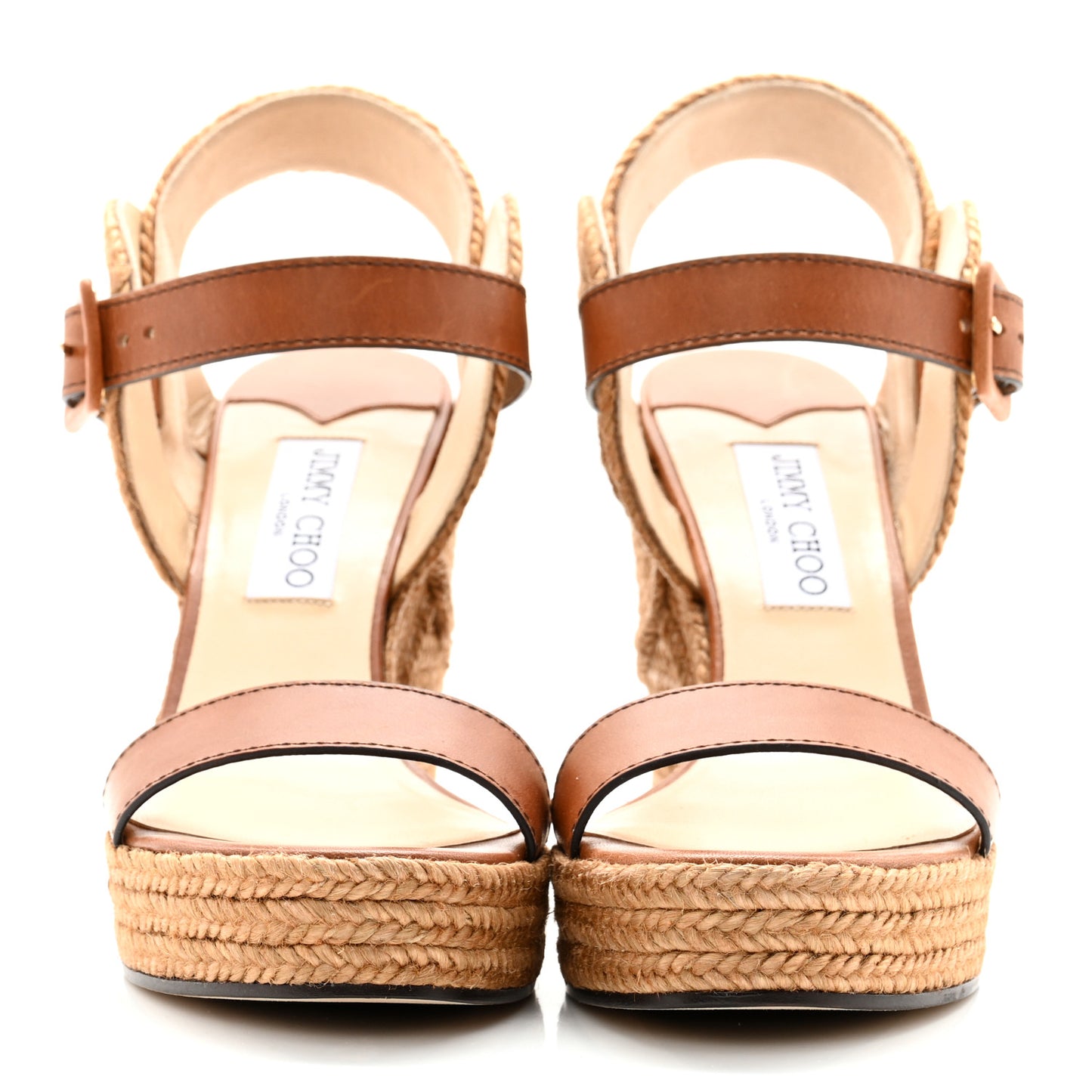 Calfskin Espadrille Delphi 100 Wedge Sandals 39.5 Cuoio
