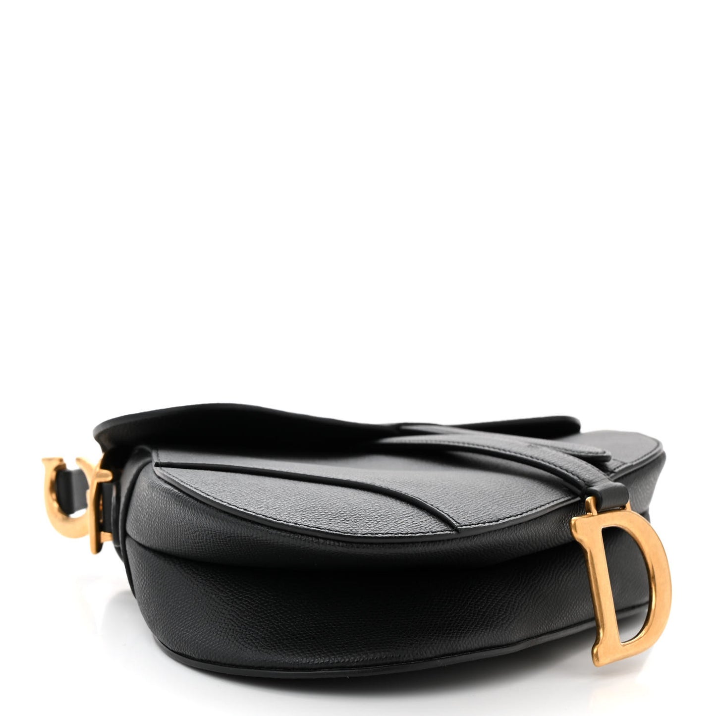 Grained Calfskin Saddle Bag Black