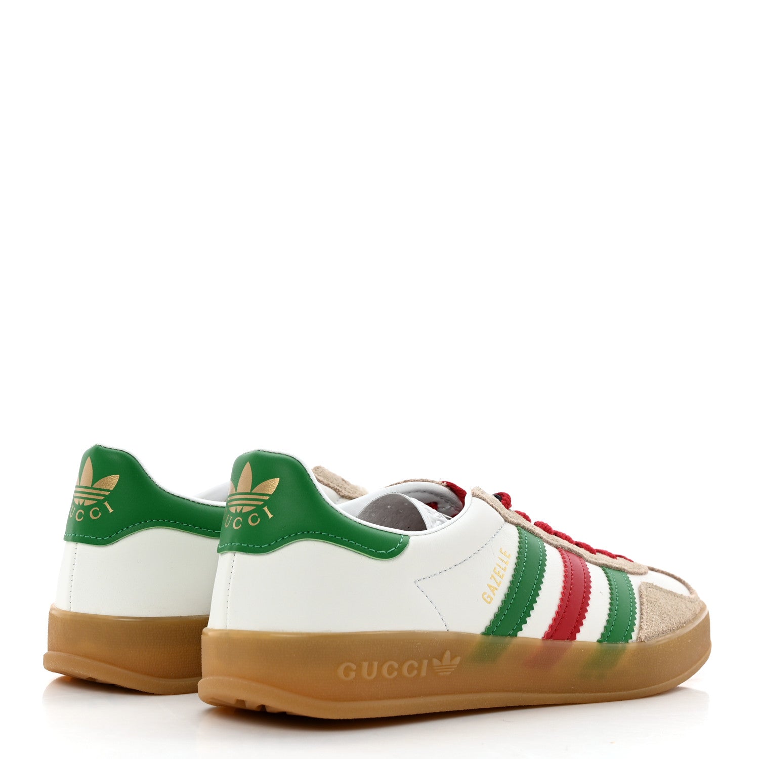 Gucci X ADIDAS Suede Madeira Demetra Womens Gazelle Sneakers 5.5 Oatmeal White New Shamarock Hibiscus Red 4 of 12
