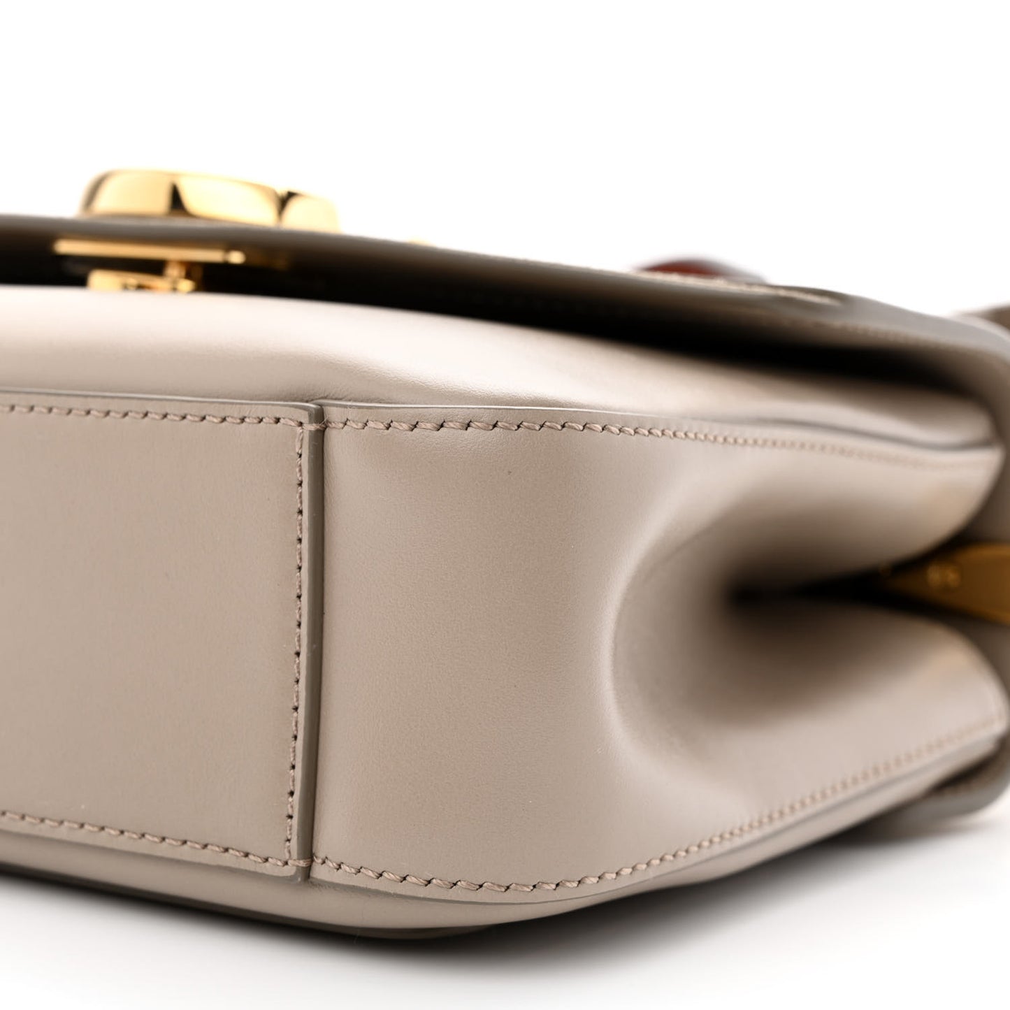 Shiny Calfskin Suede Small C Double Carry Bag Motty Grey