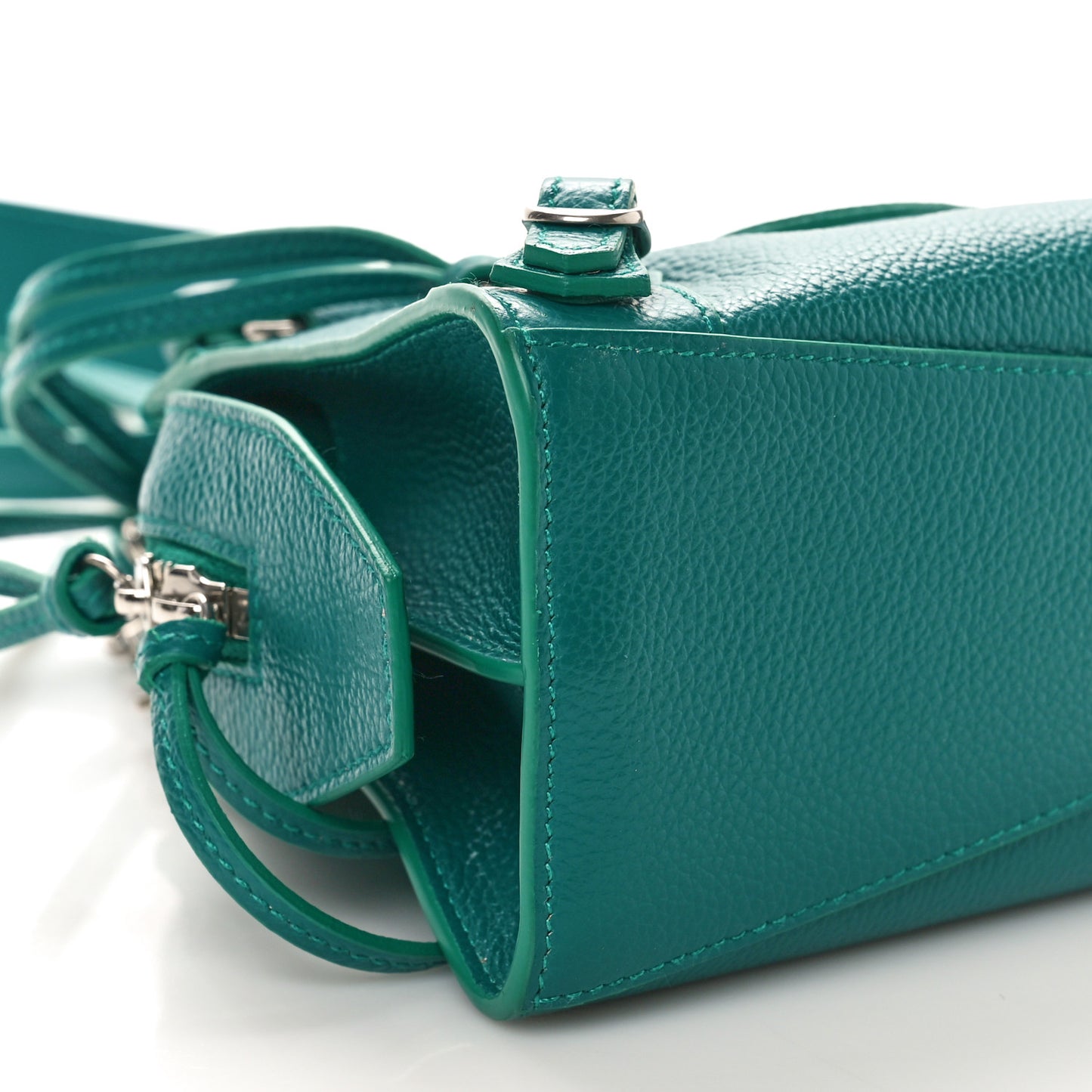 Grained Calfskin Neo Classic Silver Hardware Mini City Jade