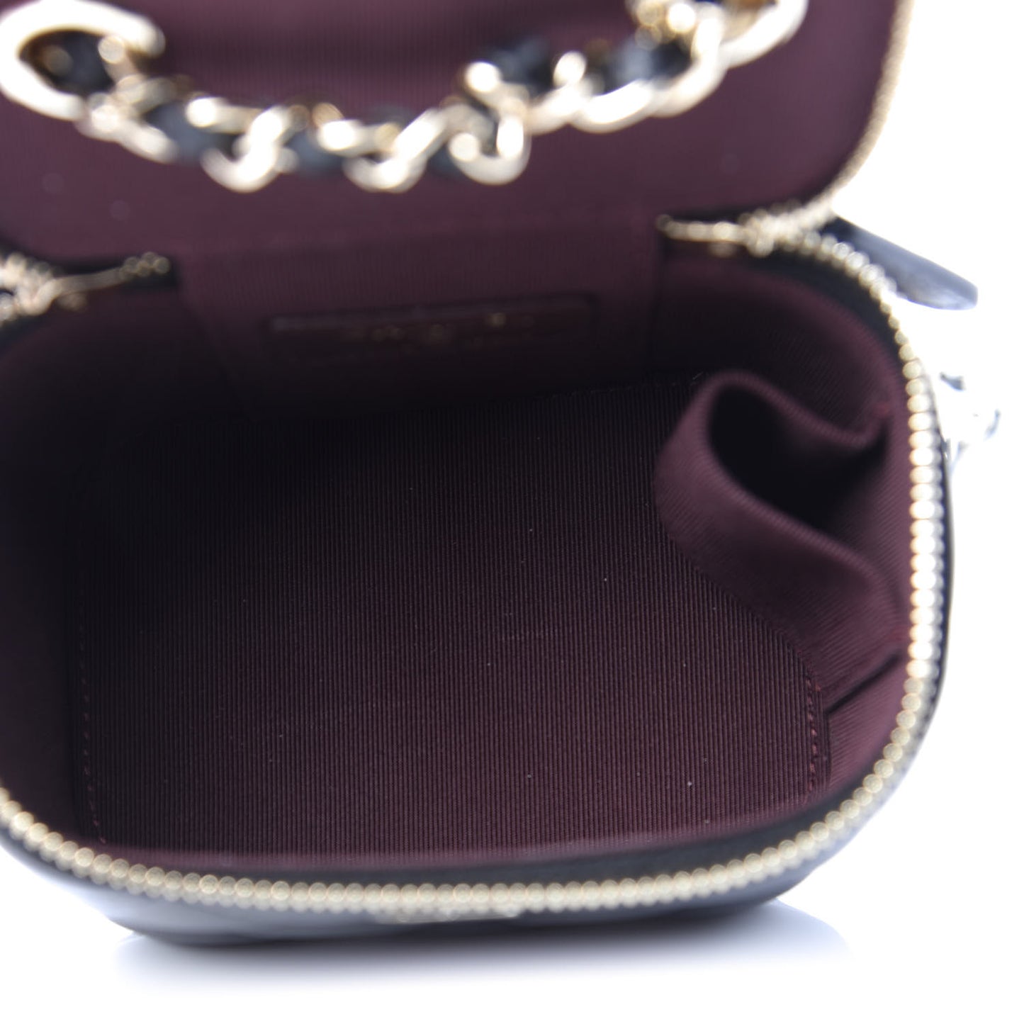Lambskin Quilted Mini Vanity Case With Chain Black