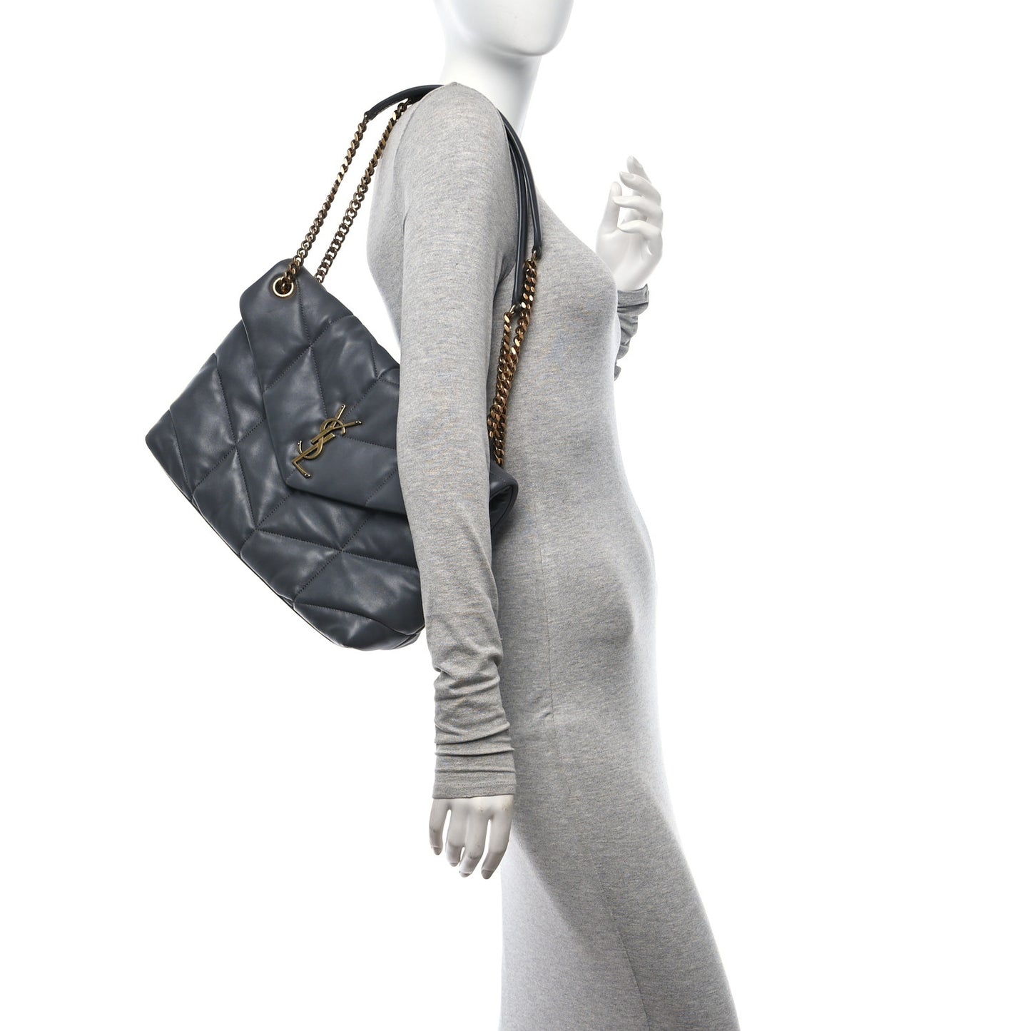 Calfskin Quilted Medium Loulou Puffer Monogram Chain Satchel Storm