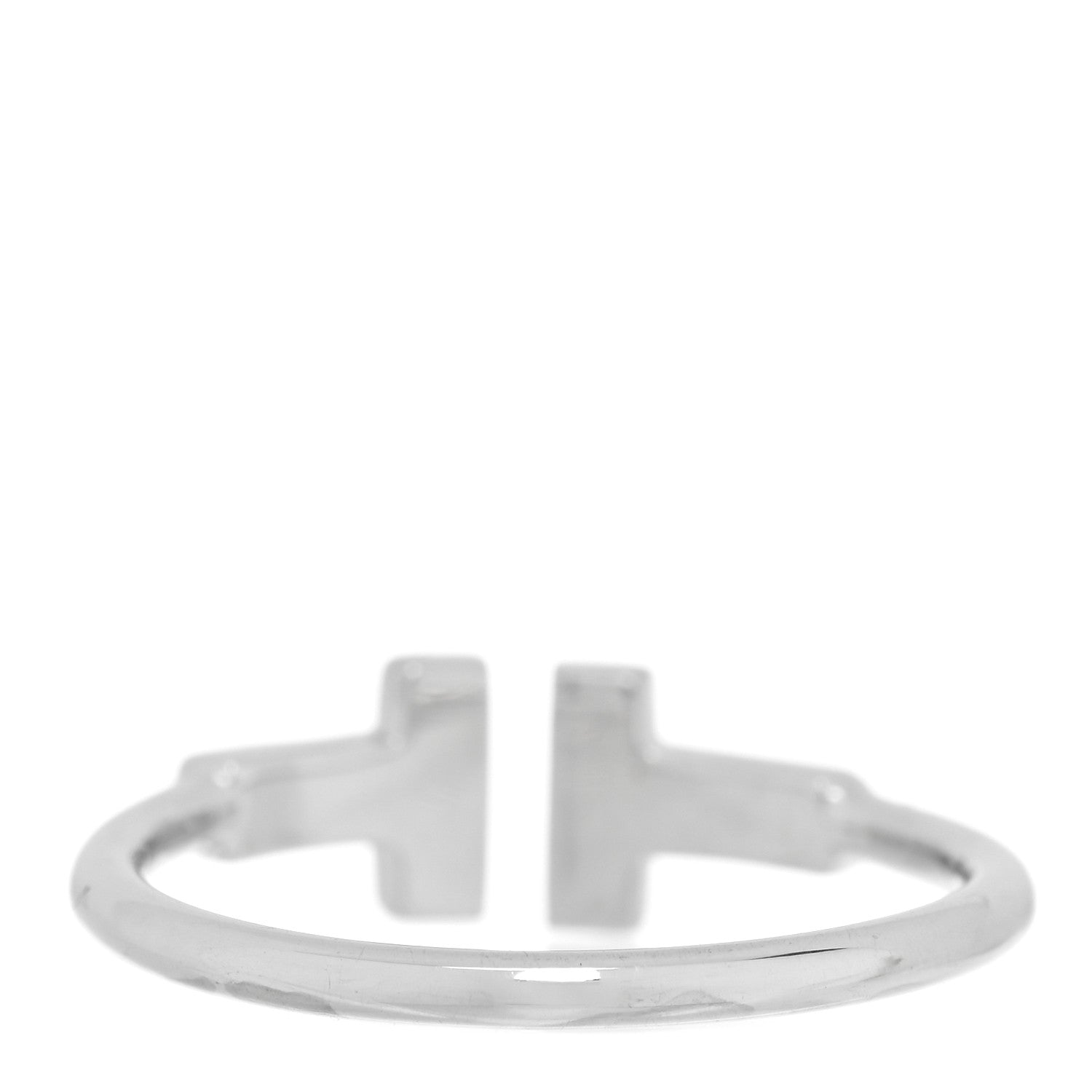 Tiffany 18K White Gold Diamond T Wire Ring 54 7 3 of 5