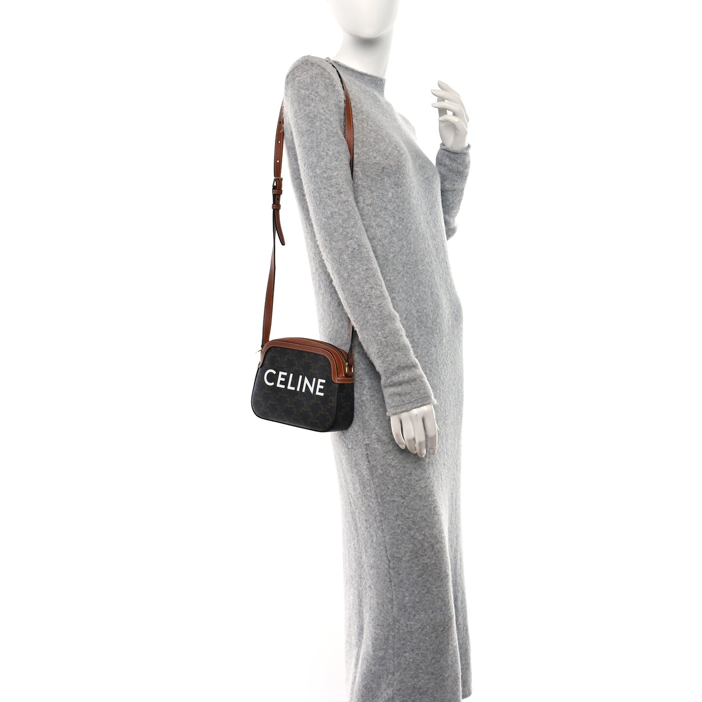Triomphe Canvas Small Camera Bag Tan
