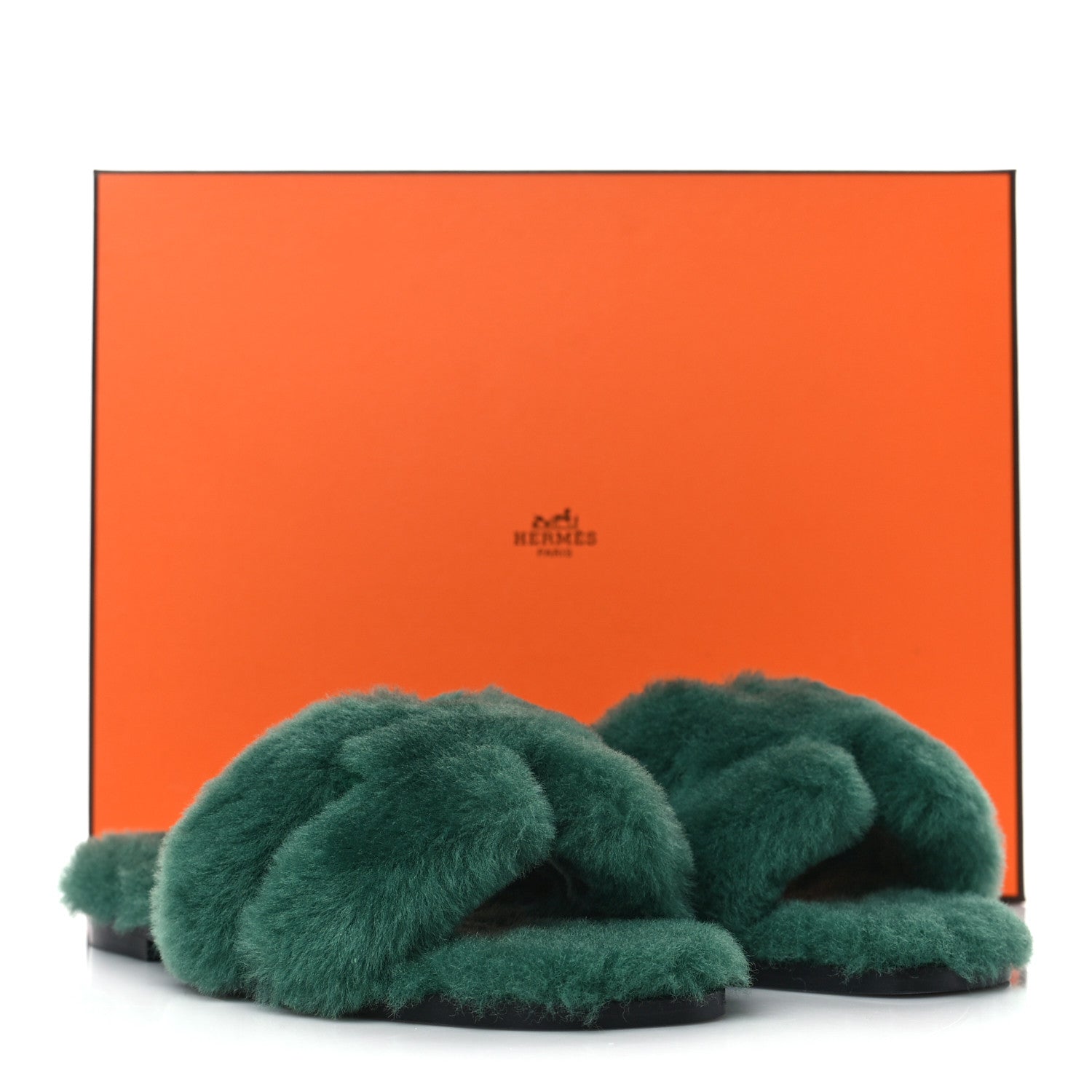 Hermes Woolskin Oran Sandals 36 Vert Anglais 8 of 8