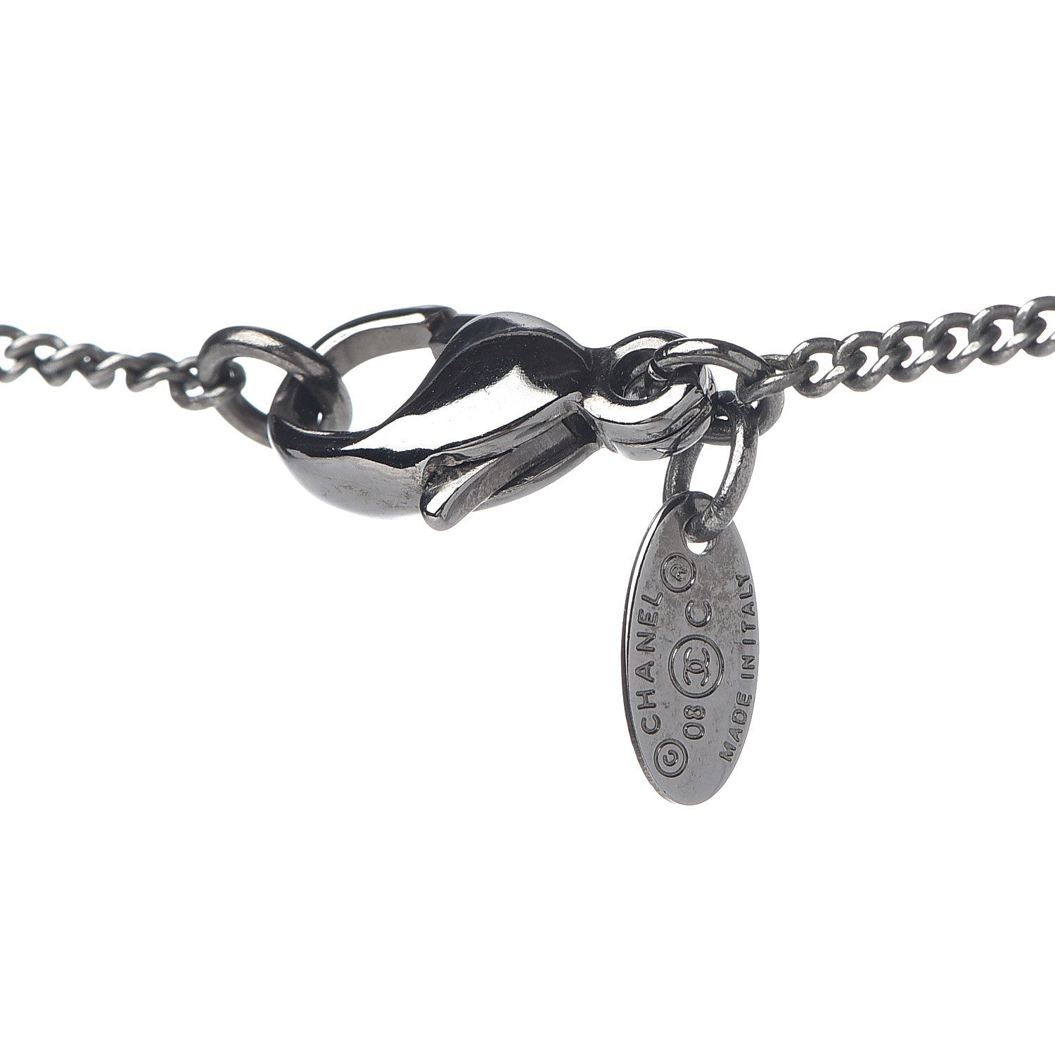 Chanel Crystal CC Crown Pendant Necklace Silver 3 of 3