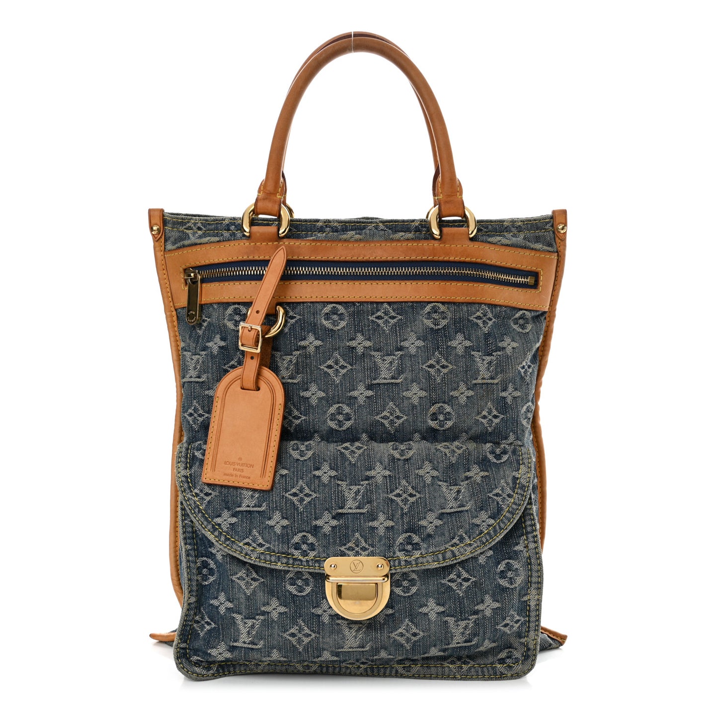 Monogram Denim Sac Plat Blue