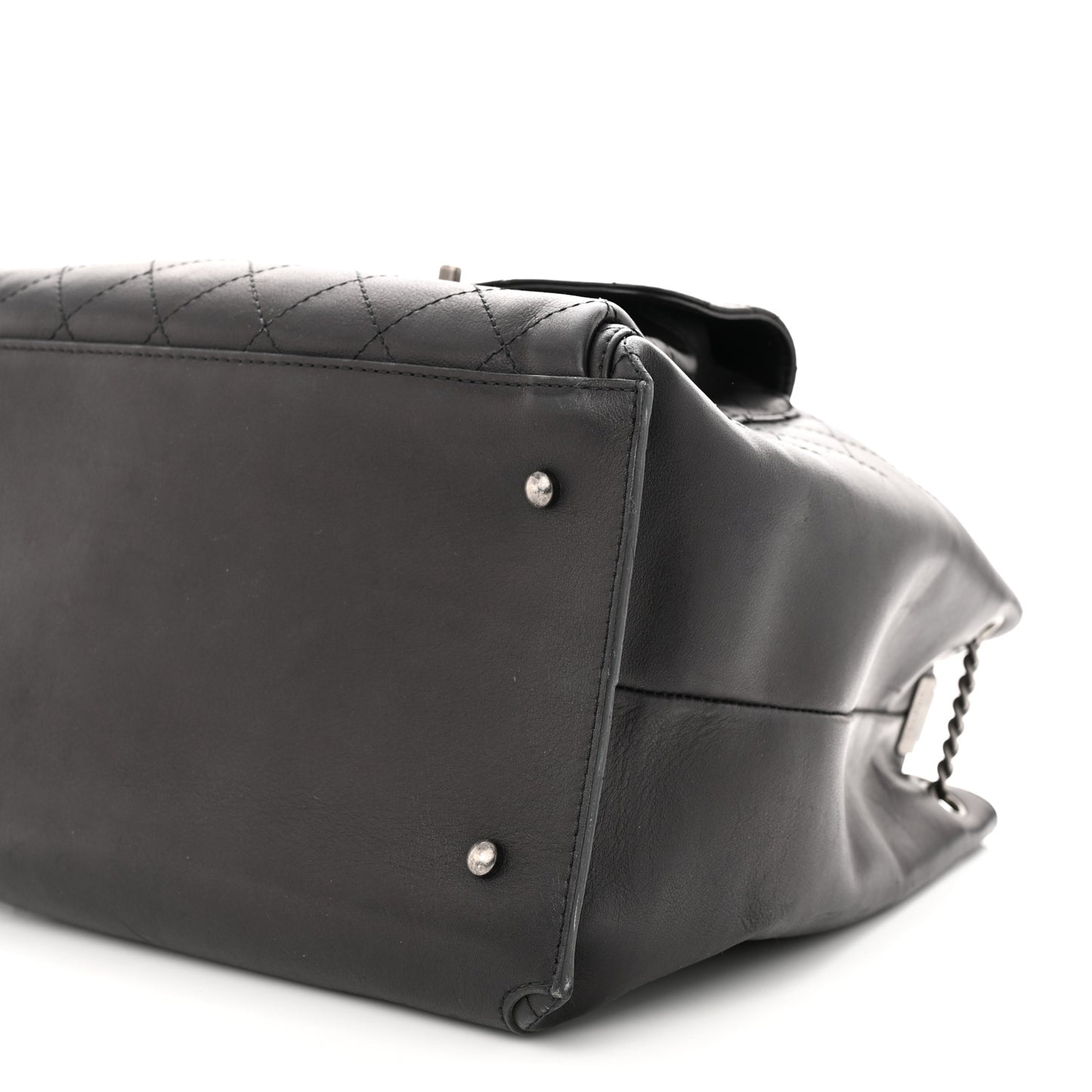 Calfskin Stitched Large Urban Luxury Drawstring Backpack Black