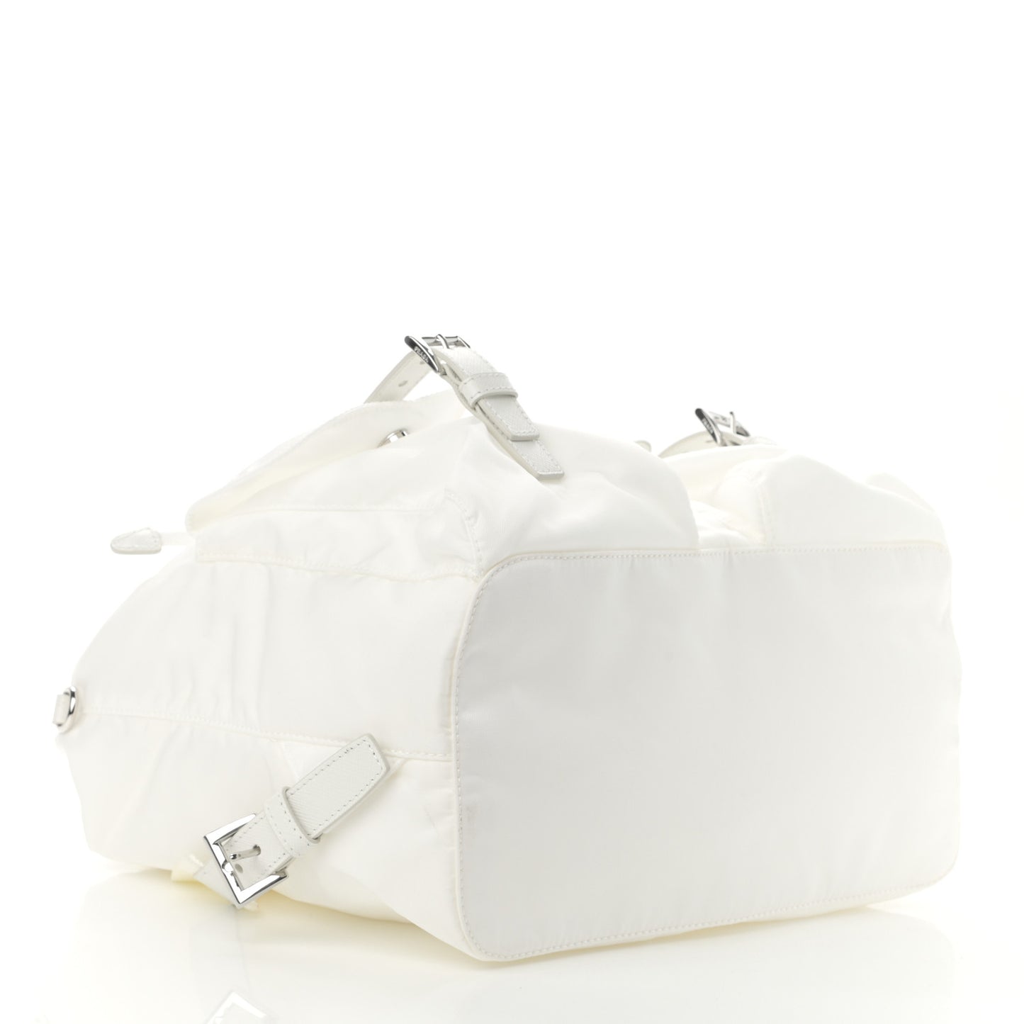 Nylon Vela Saffiano Medium Backpack White