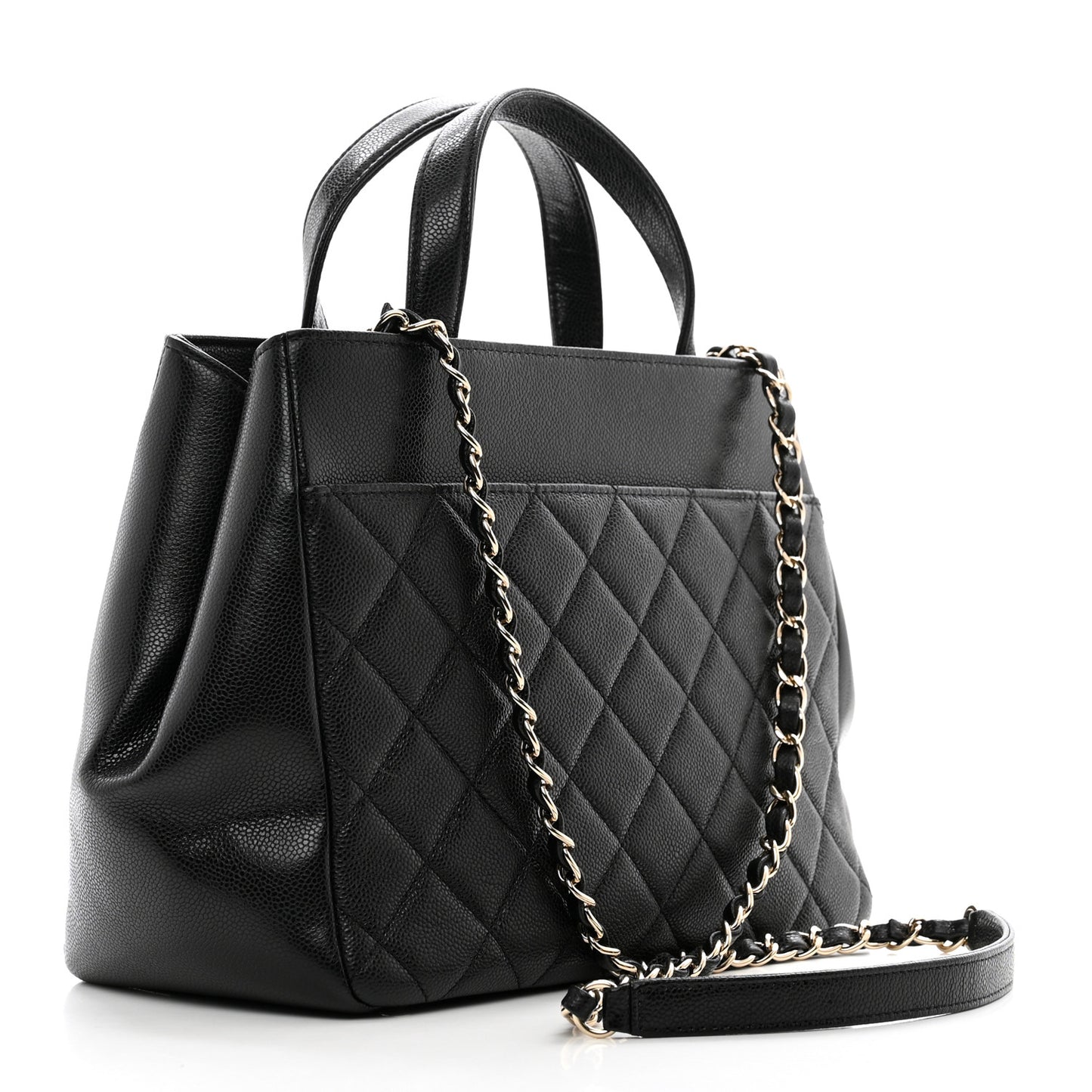 Caviar Quilted Small Business Affinity Shopping Bag Black