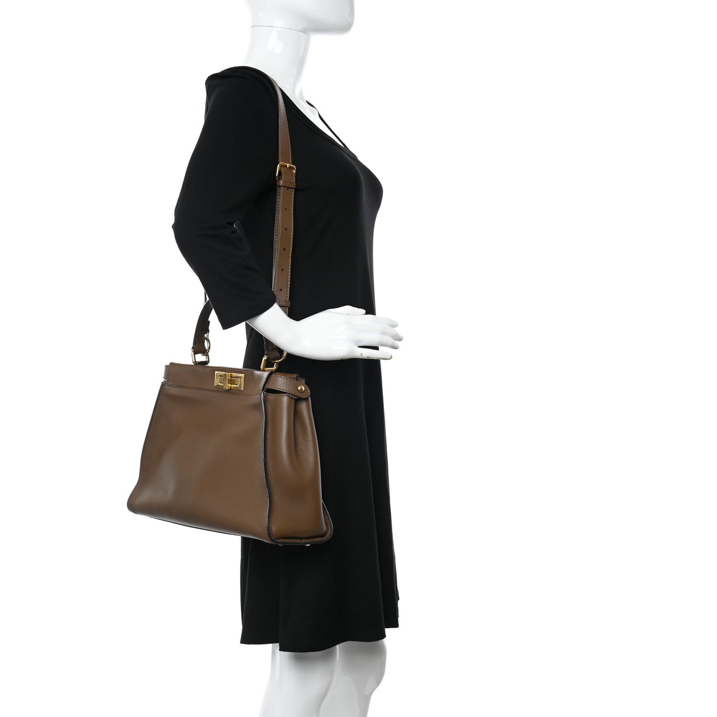 Vitello Seta Fabric Jacquard Pequin Medium Peekaboo Iconic Satchel Foresta Tobacco