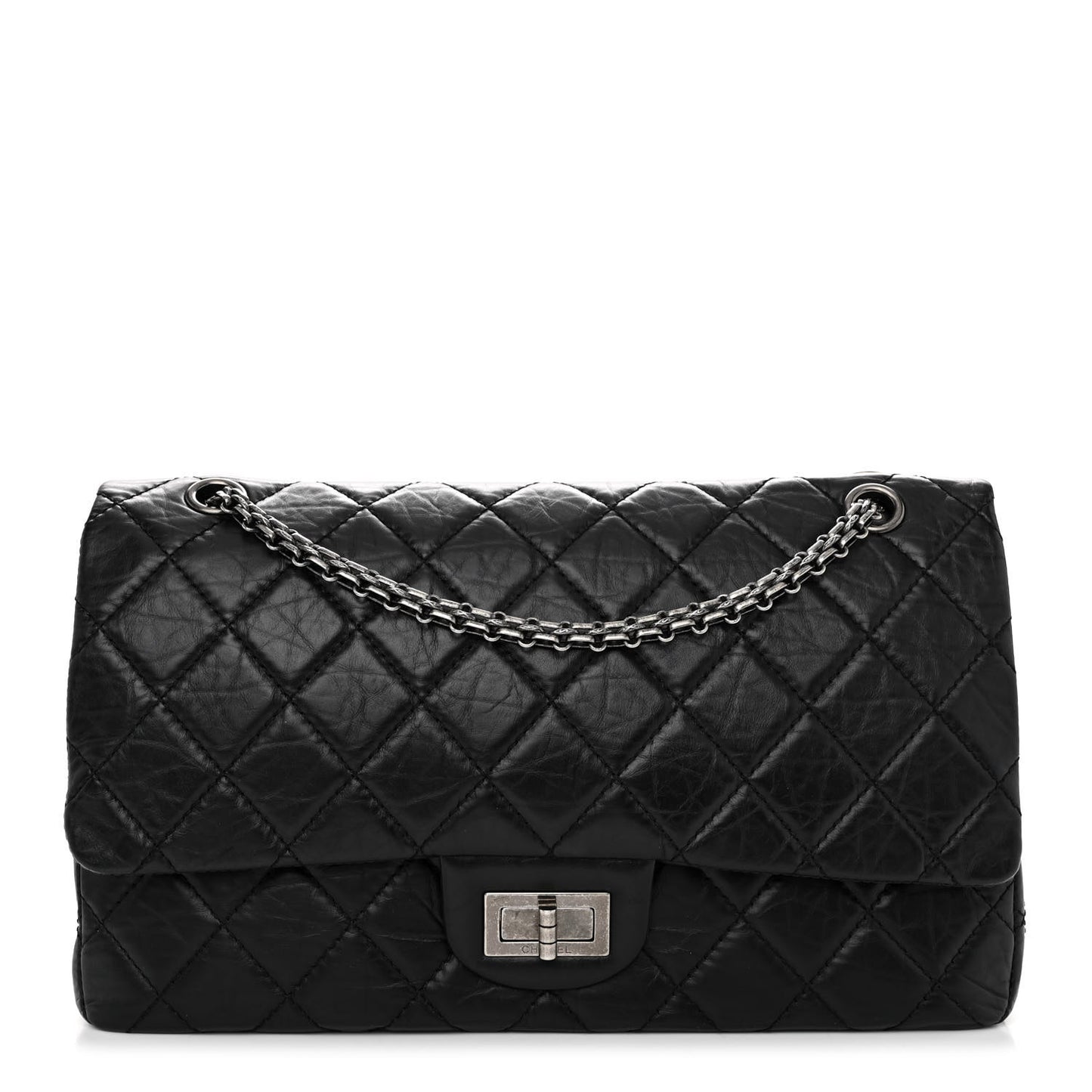 Aged Calfskin Quilted 2.55 Reissue 227 Flap Black
