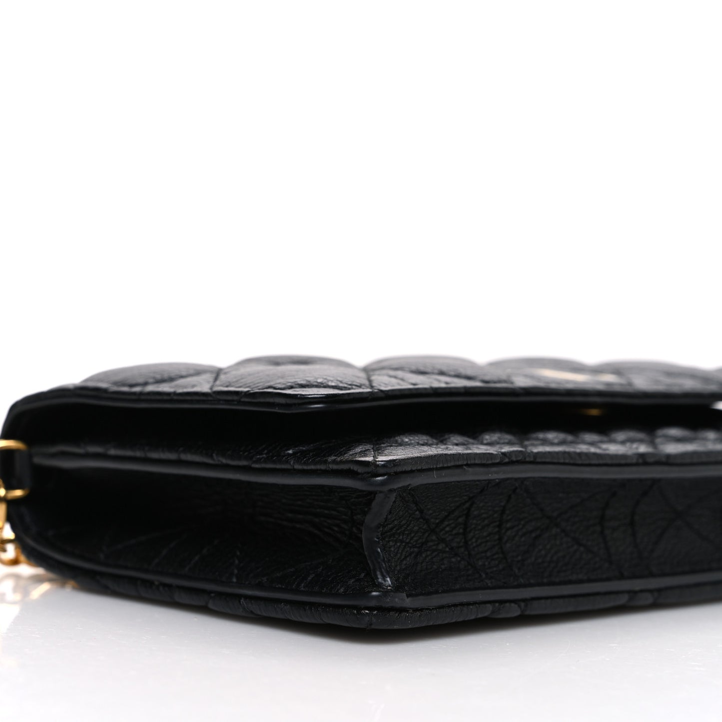 Supple Calfskin Caro Pouch with Chain Black