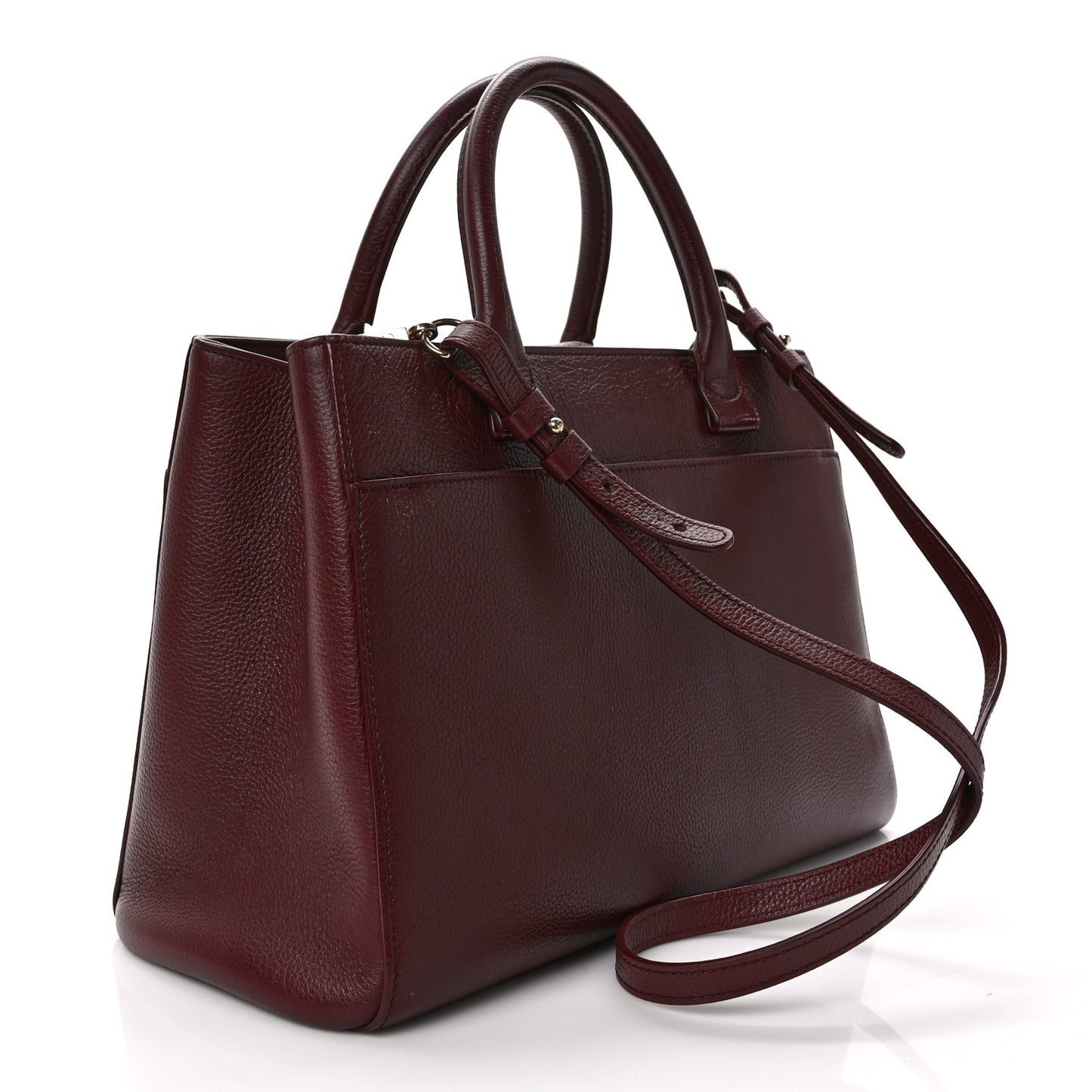 Grained Calfskin Small Neo Executive Shopper Tote Burgundy