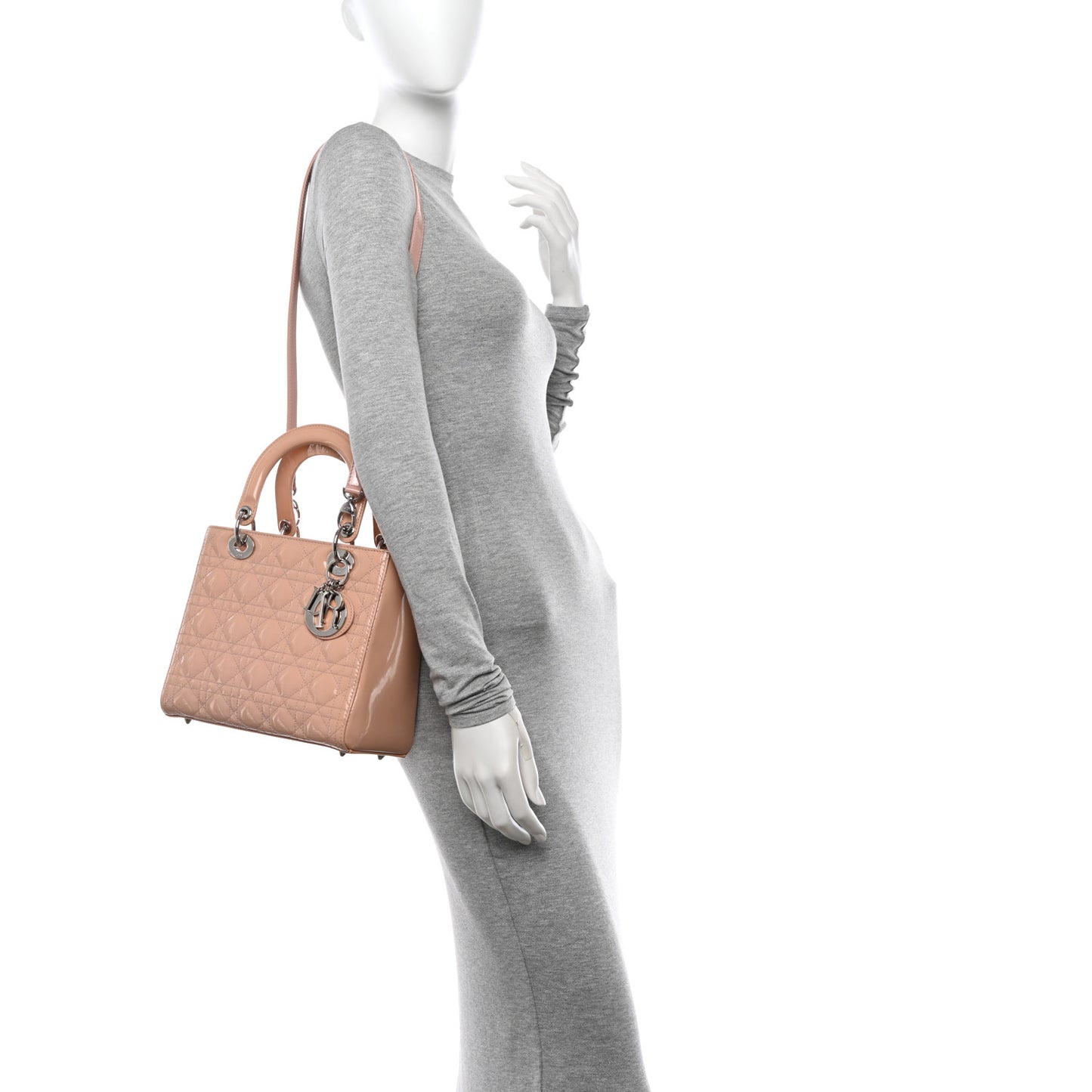 Patent Cannage Medium Lady Dior Light Pink