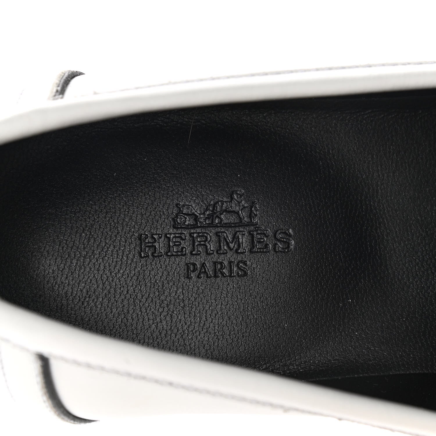Hermes Calfskin Womens Paris Loafers 36.5 White 7 of 9