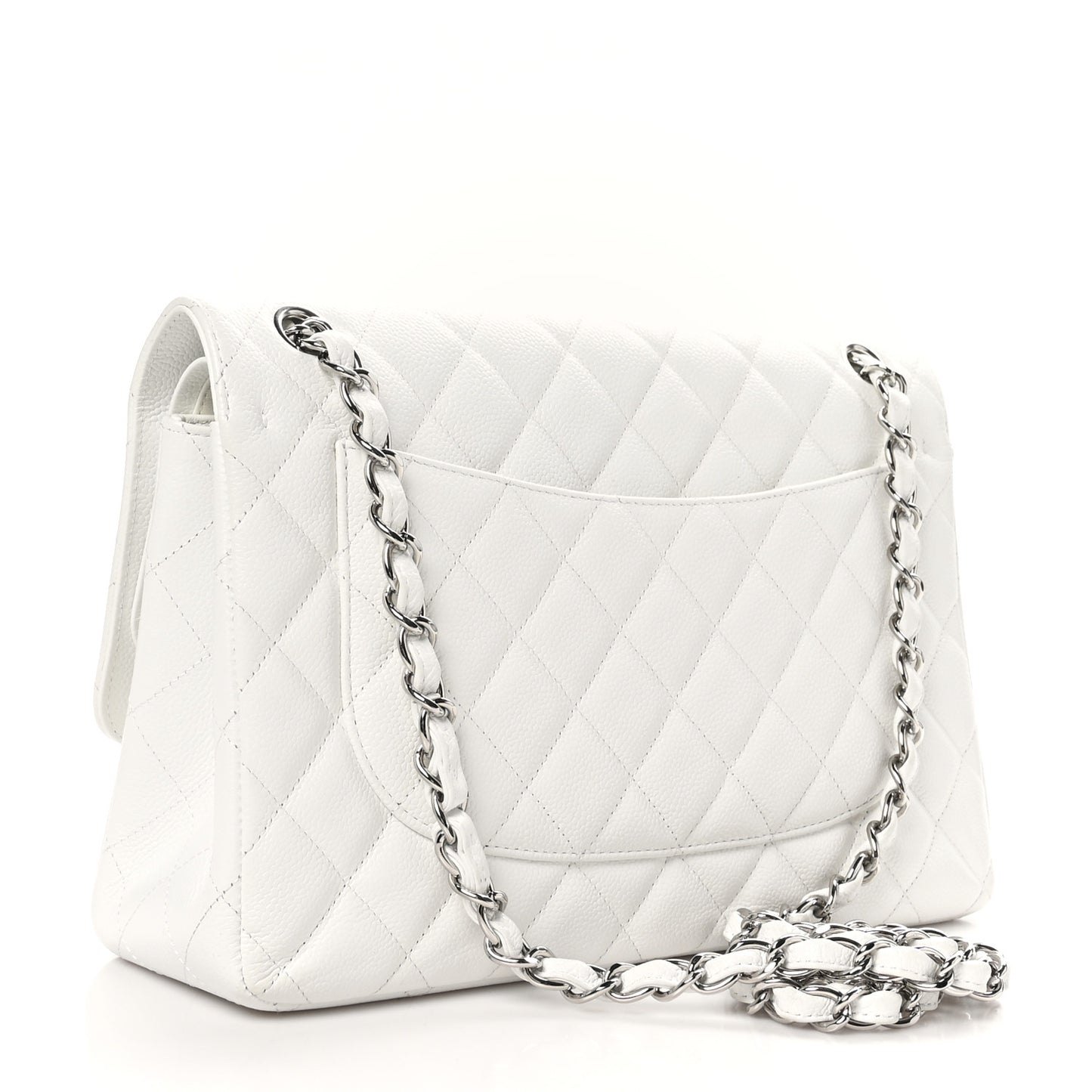 Caviar Quilted Jumbo Double Flap White