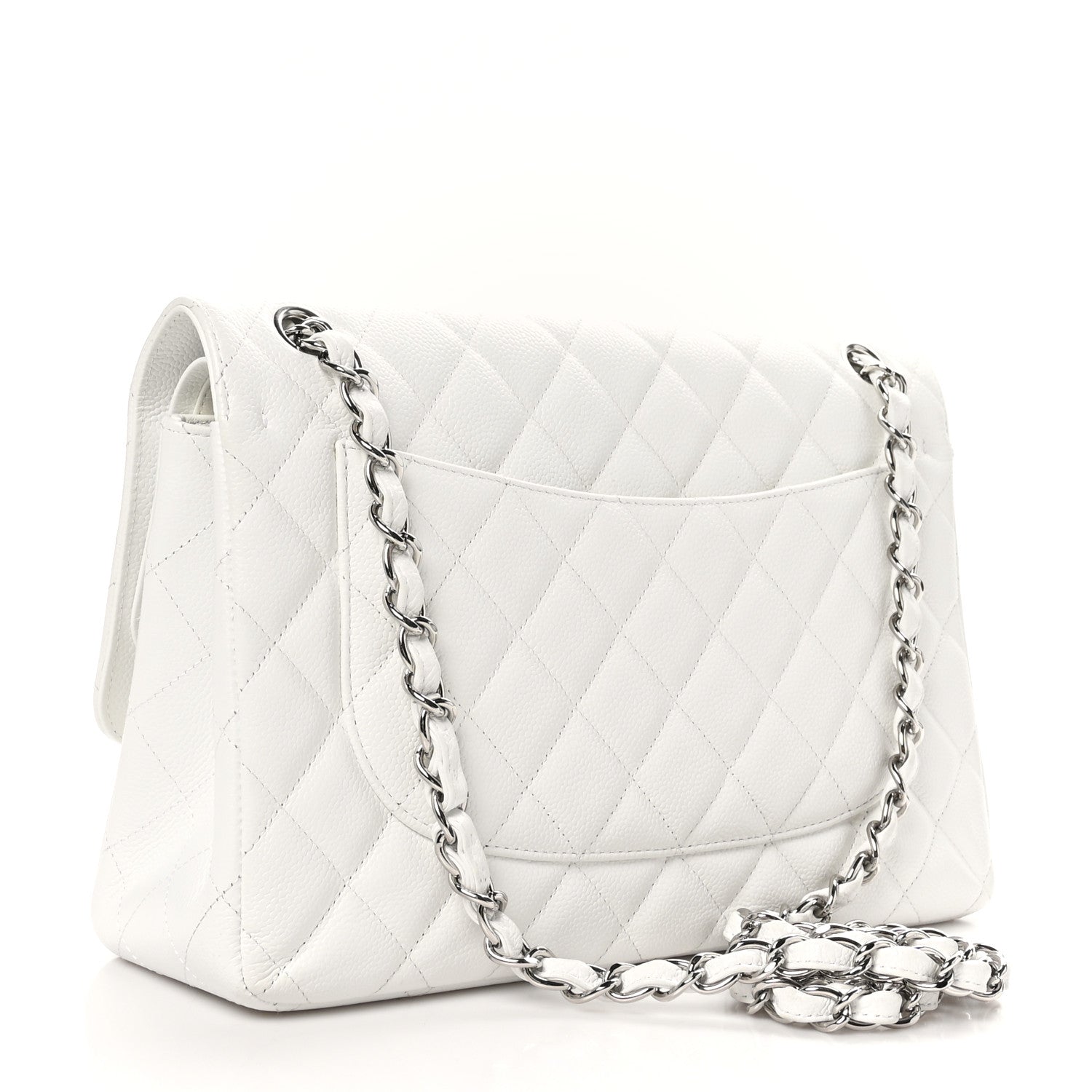 Chanel Caviar Quilted Jumbo Double Flap White 3 of 10