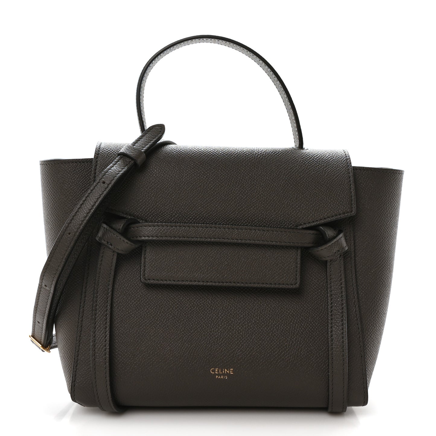 Grained Calfskin Nano Belt Bag Grey