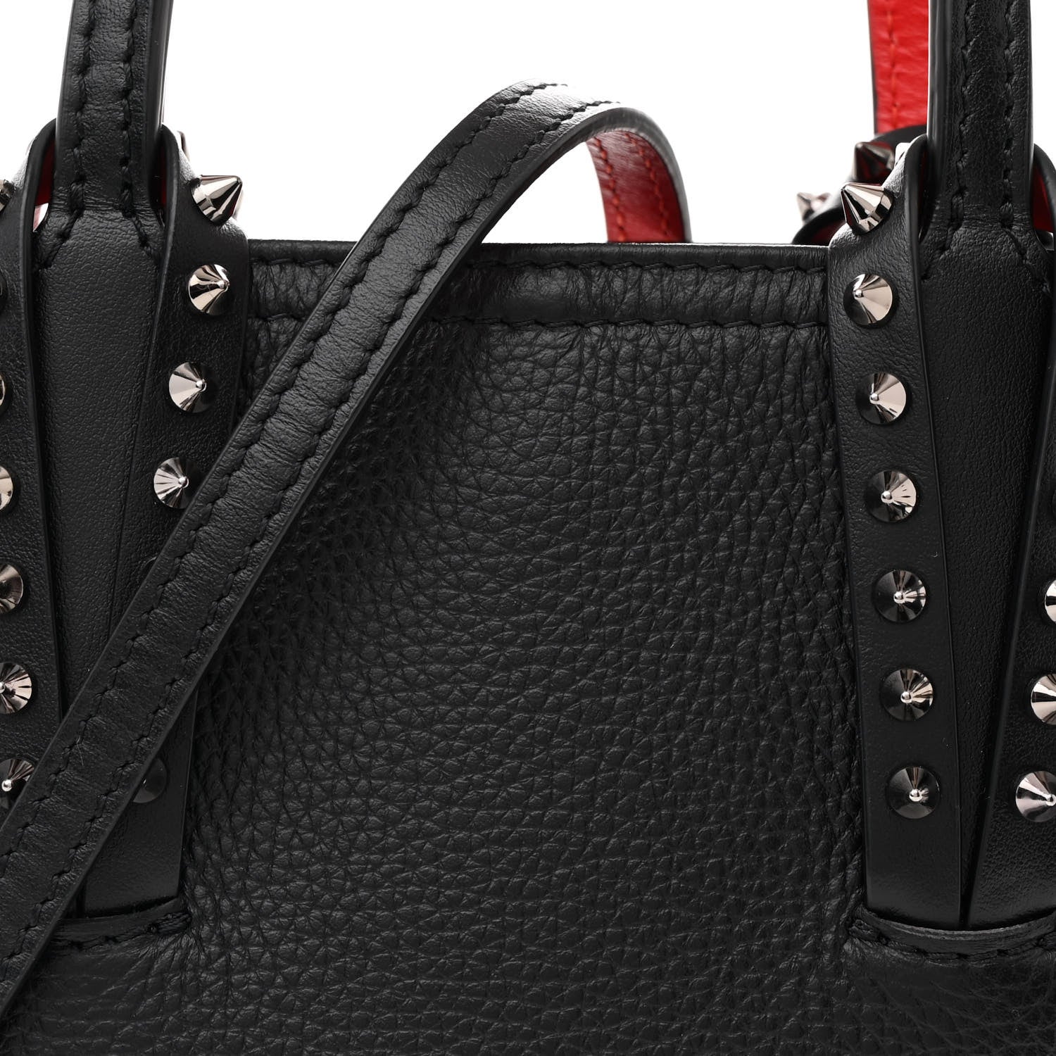 Christian Louboutin Calfskin Spikes Mini North South Cabata Tote  Black 8 of 13