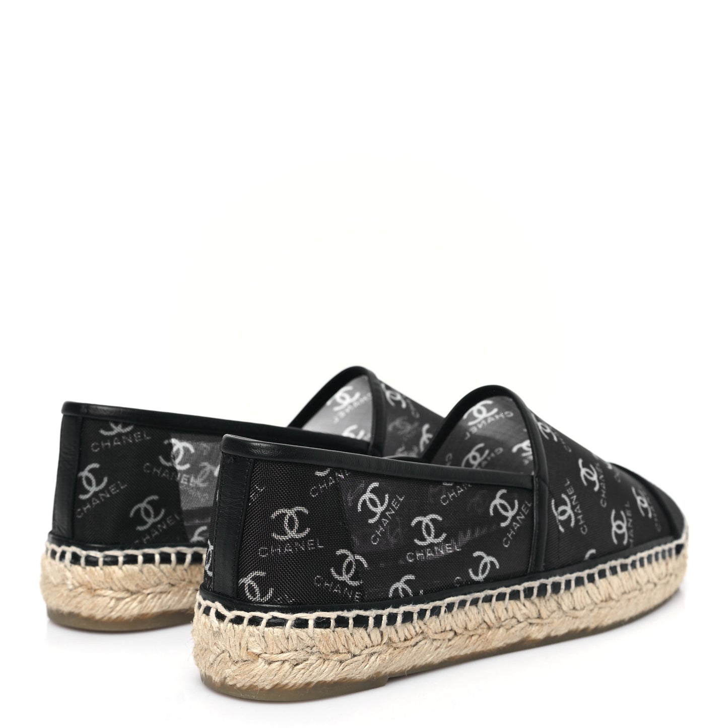 Mesh Grosgrain CC Espadrilles 38 Black White