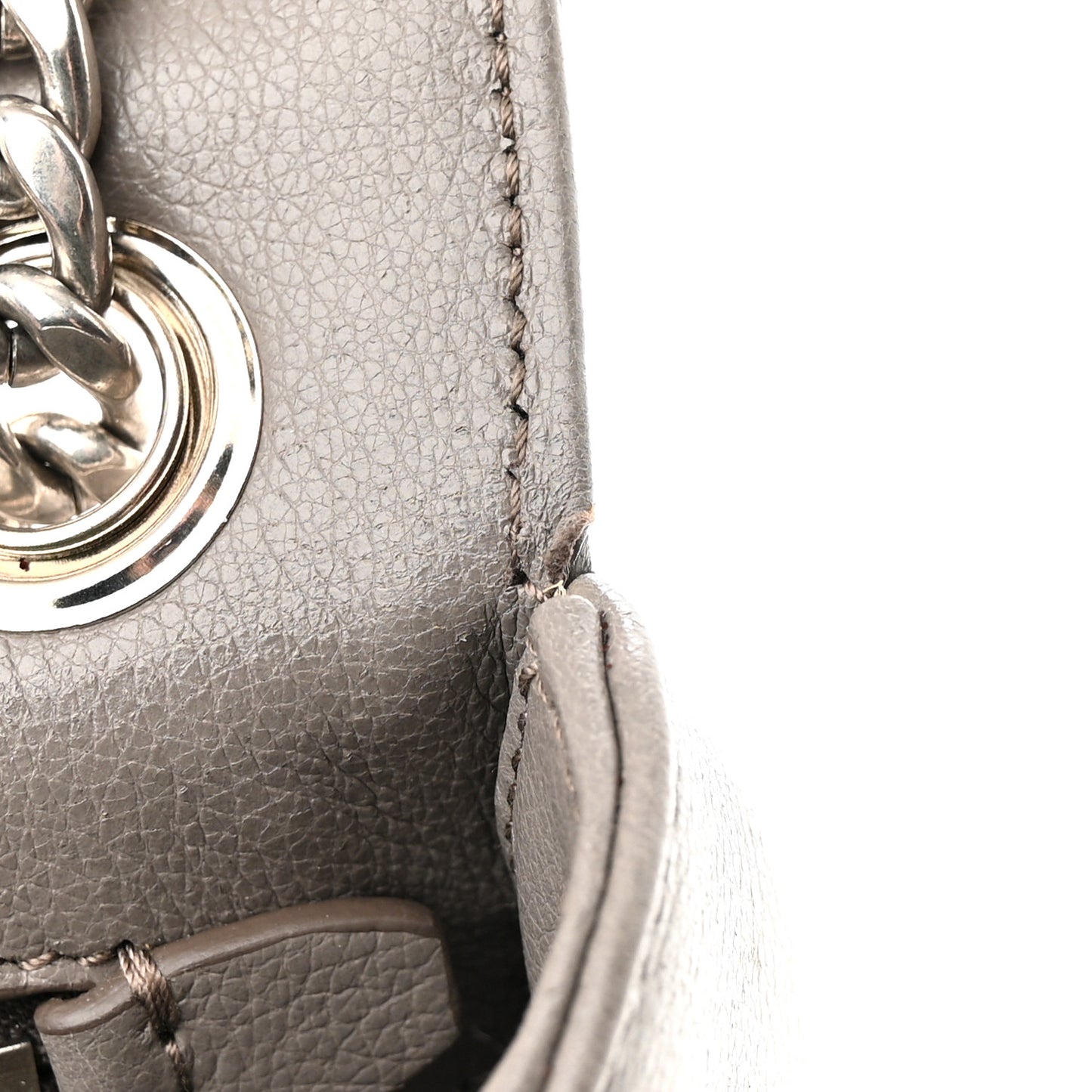 Glace Calfskin Impunture Diagramme Sound Flap Chain Crossbody Bag Argilla