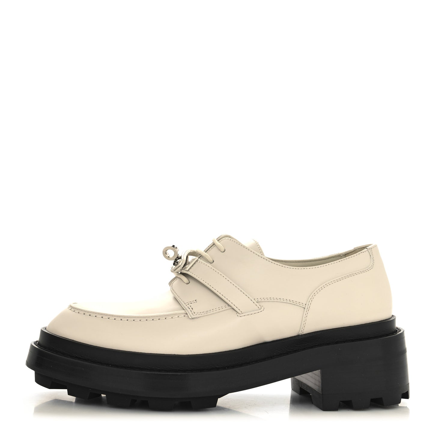 Glazed Calfskin Womens First Derby Shoes 37 Beige Glaise