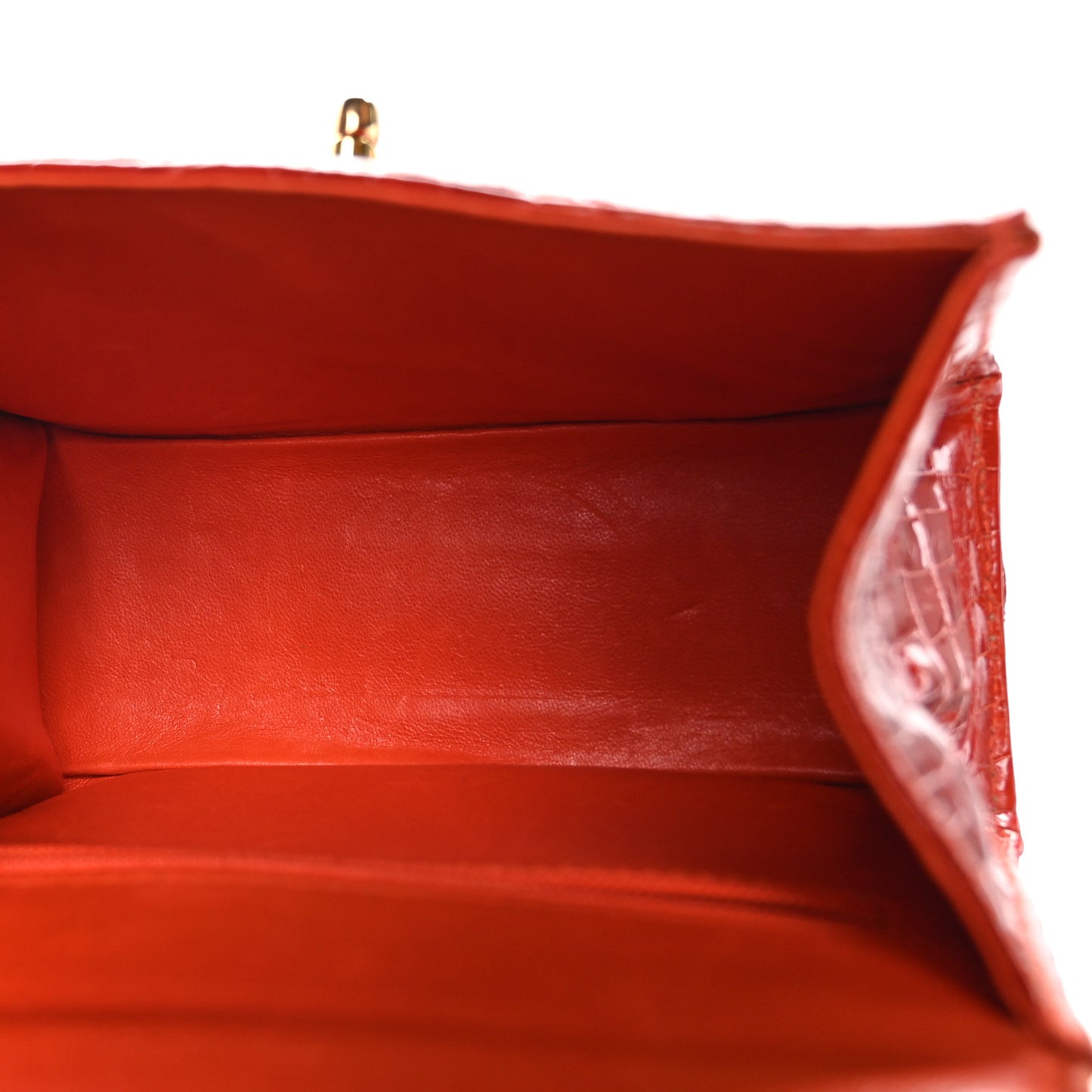 Shiny Crocodile Mini Top Handle Kelly Flap Orange