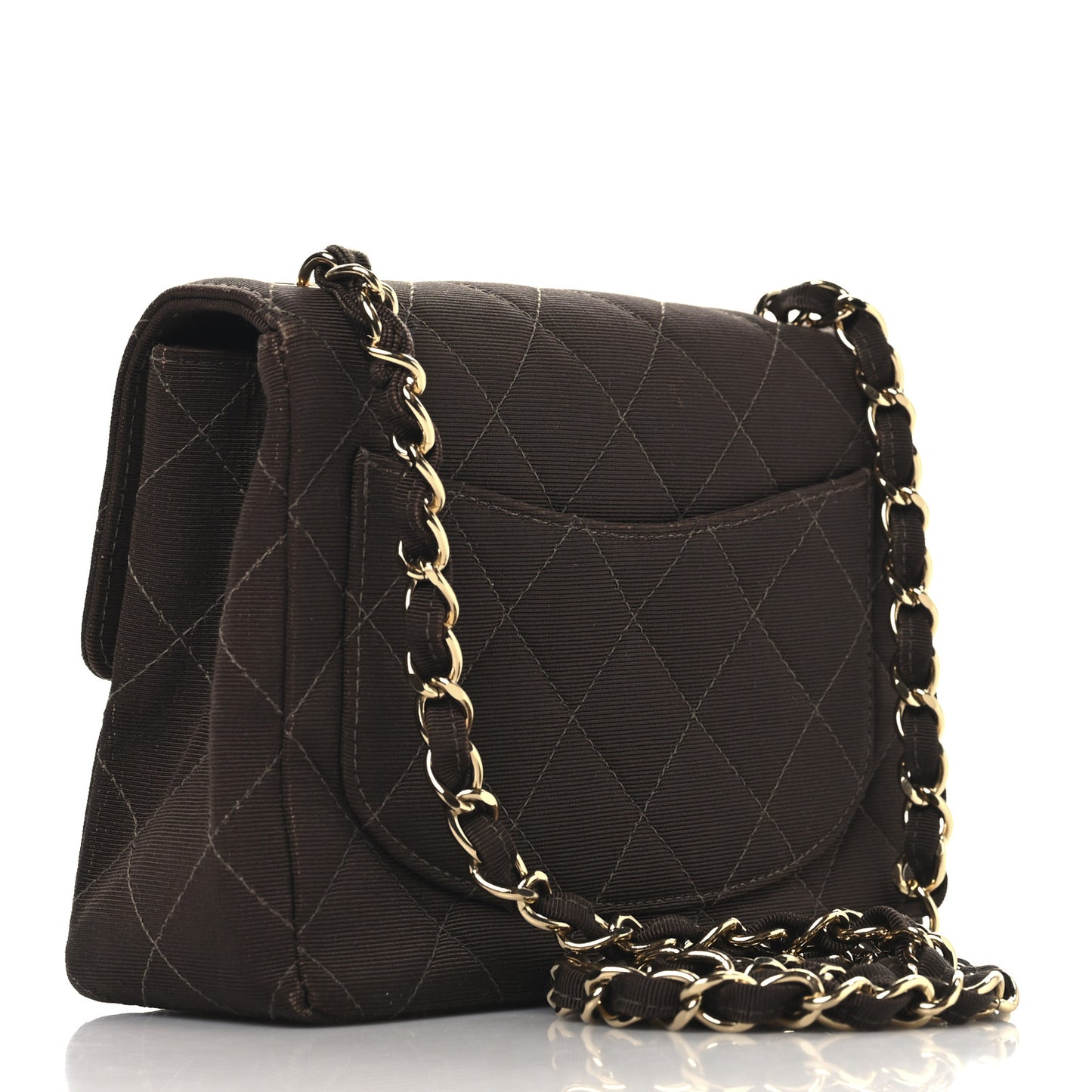 Grosgrain Quilted Mini Square Flap Brown