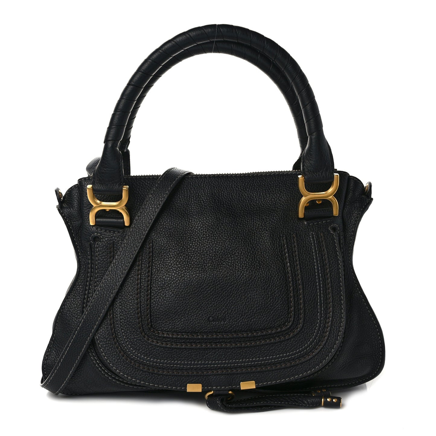 Calfskin Medium Marcie Satchel Black