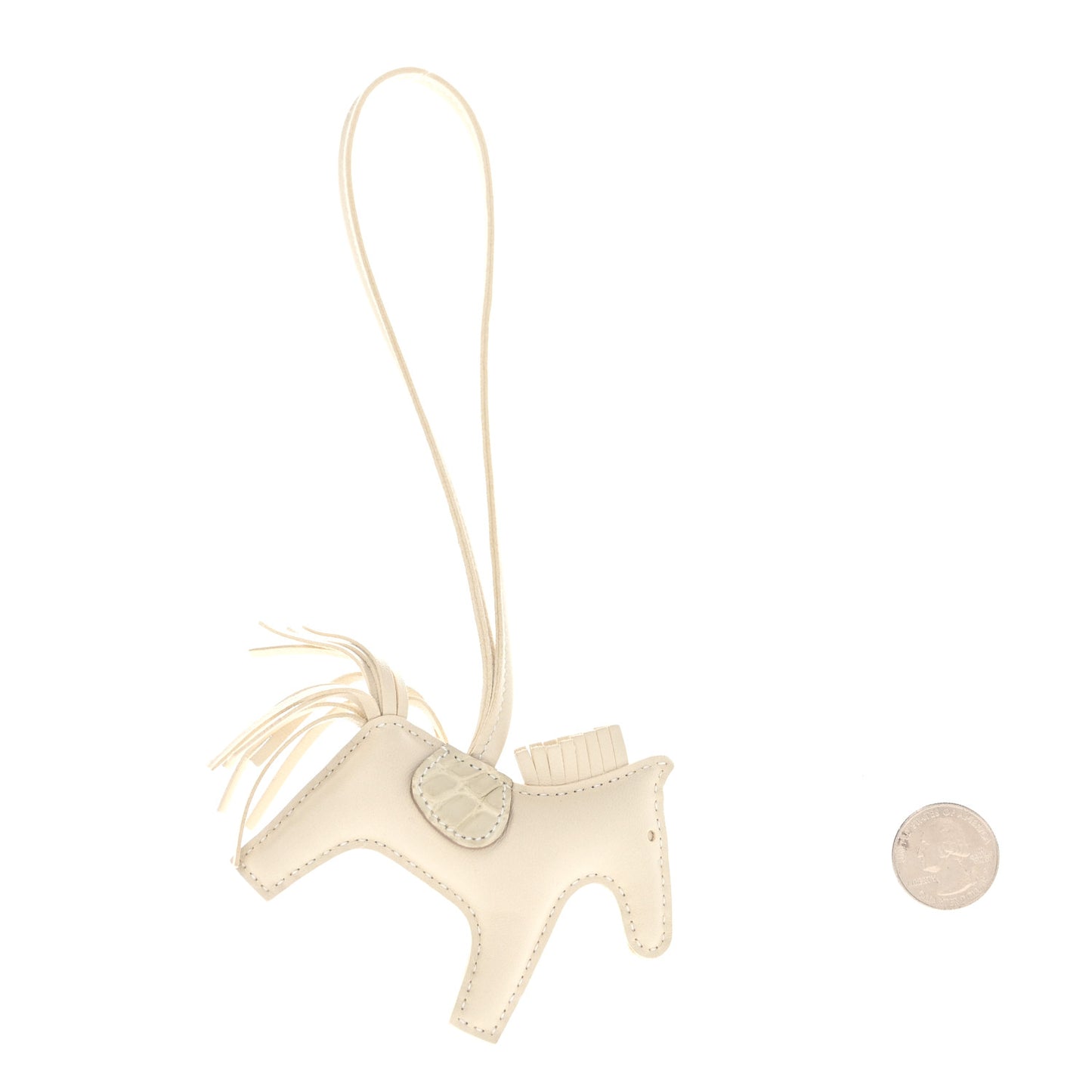 Milo Lambskin Matte Alligator Touch Grigri Rodeo Horse Bag Charm PM Craie Nata Beton