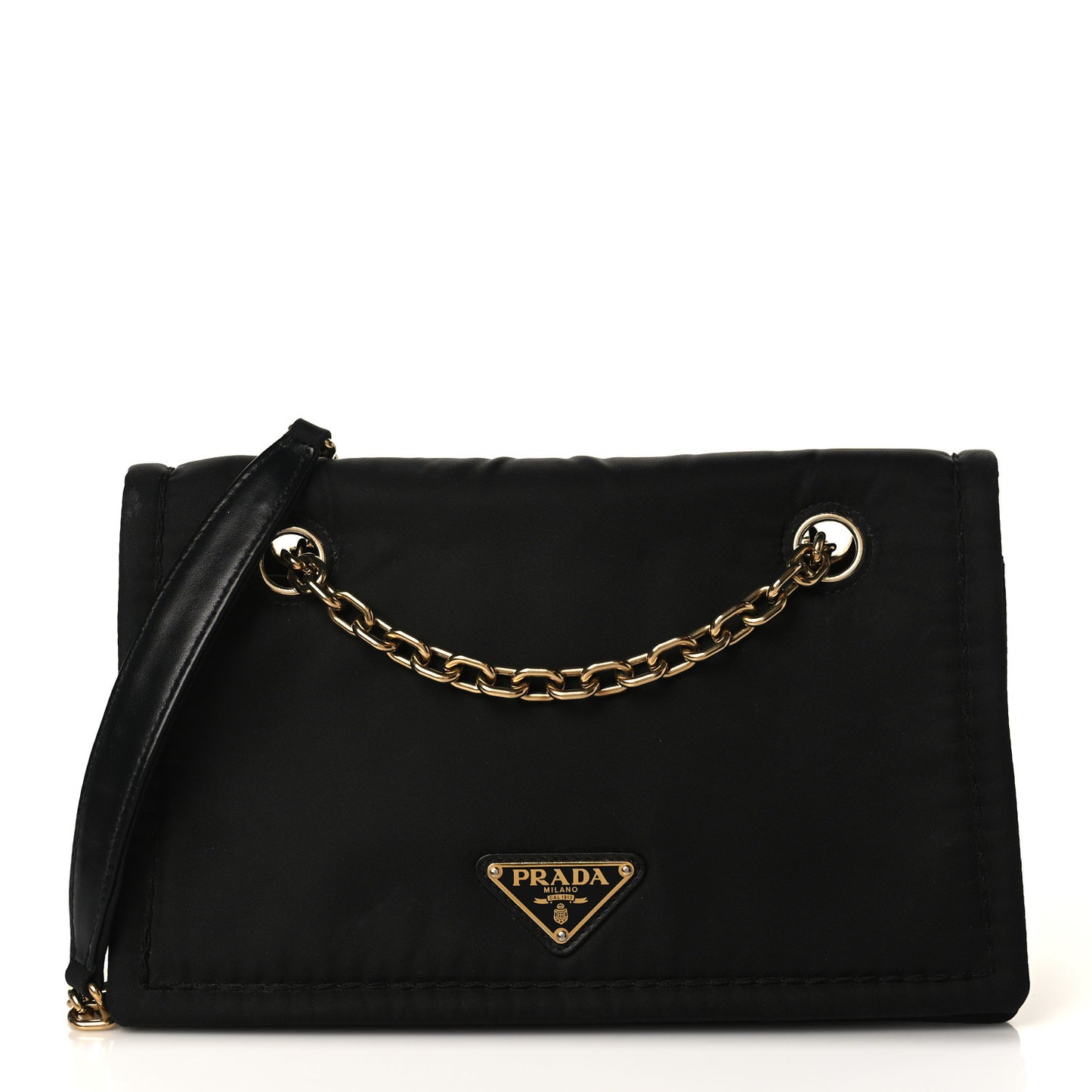 Tessuto Nylon Padded Chain Shoulder Bag Black