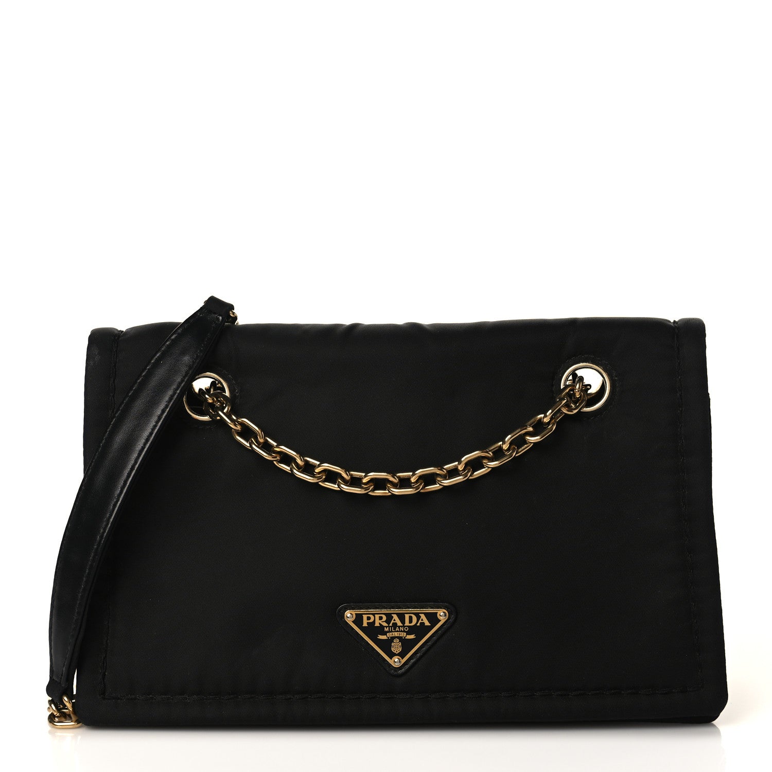 Prada Tessuto Nylon Padded Chain Shoulder Bag Black 1 of 9