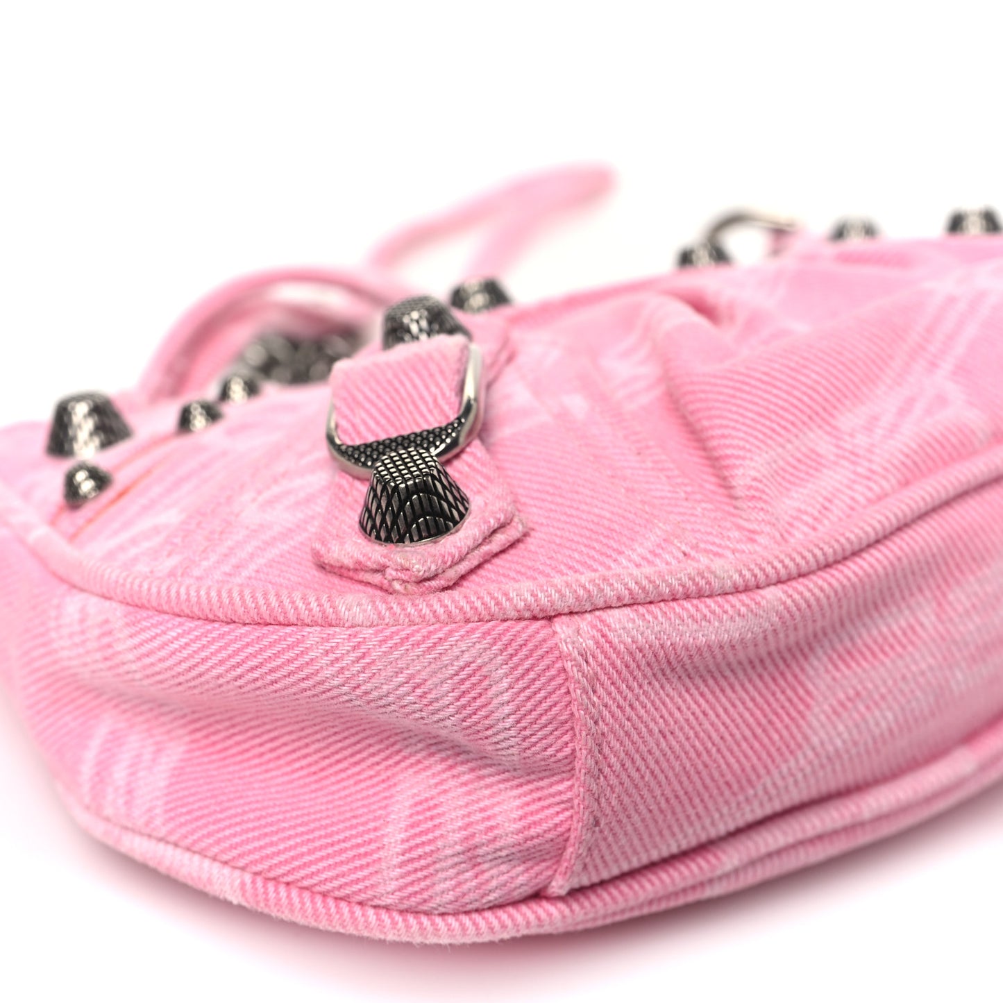 Washed Denim BB Monogram Le Cagole Mini Purse With Chain Pink