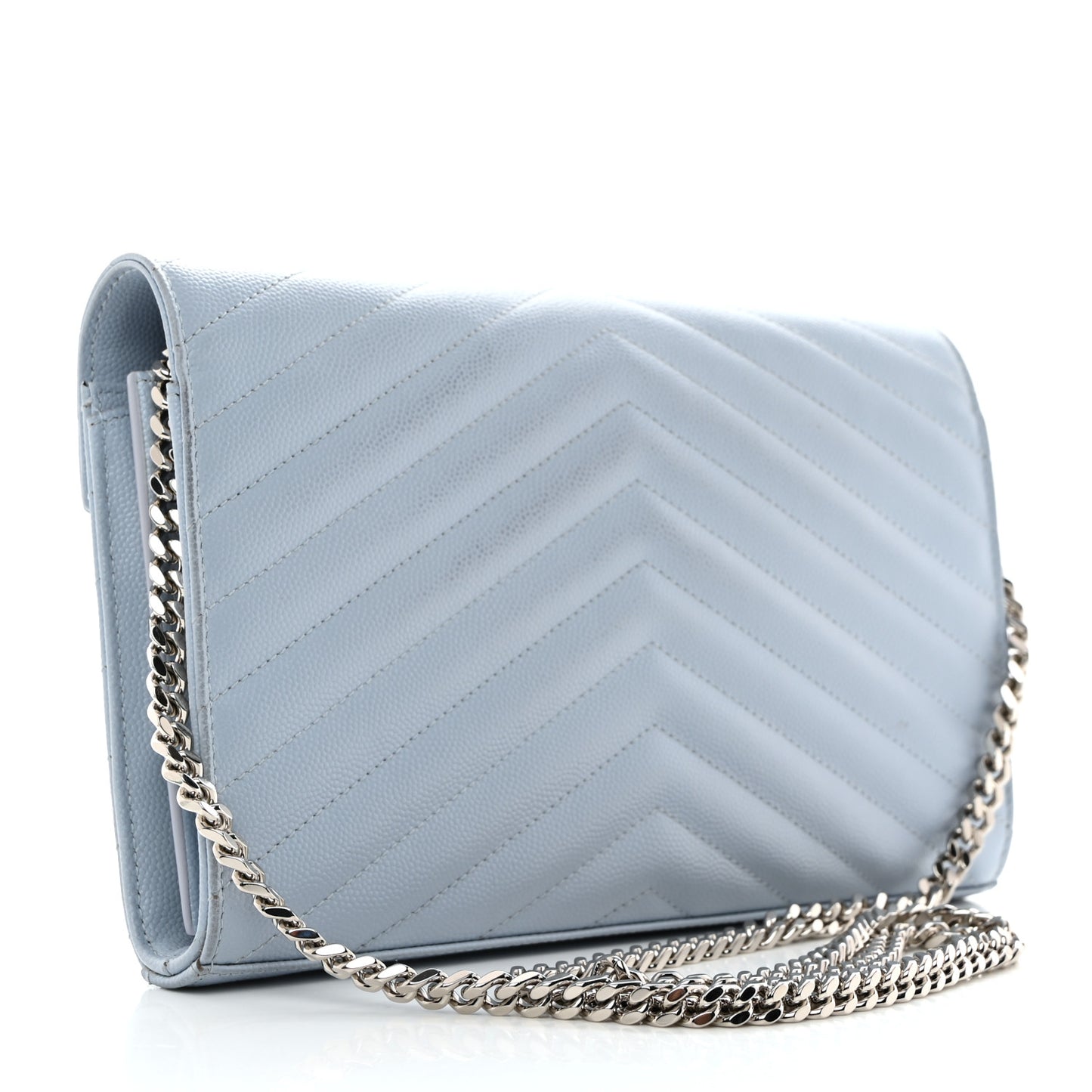 Grain De Poudre Matelasse Chevron Monogram Chain Wallet Sugar Paper