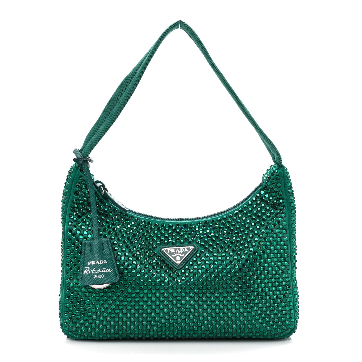 Satin Crystal Mini Re-Edition 2000 Bag Mango