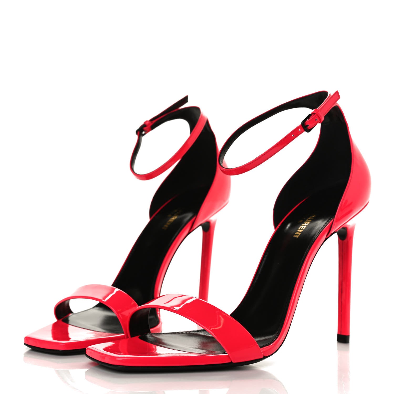 Saint Laurent Patent Calfskin Amber 105 Ankle Strap Sandals 41 Fuchsia Fluo 3 of 9