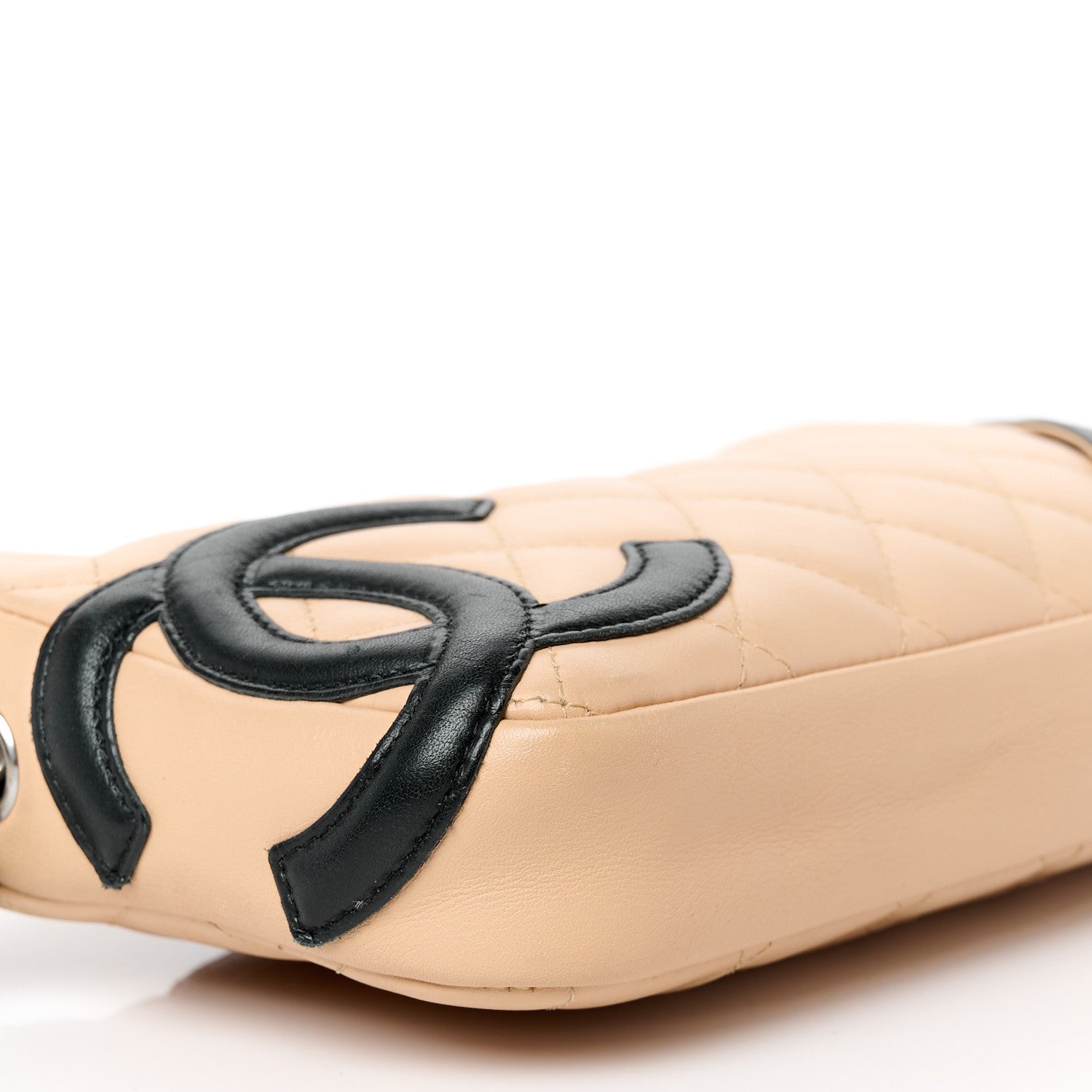 Chanel Calfskin Quilted Cambon Pochette Beige Black 9 of 10