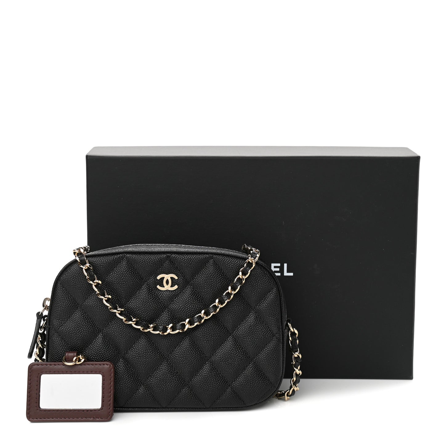Caviar Quilted Vanity With Chain Black