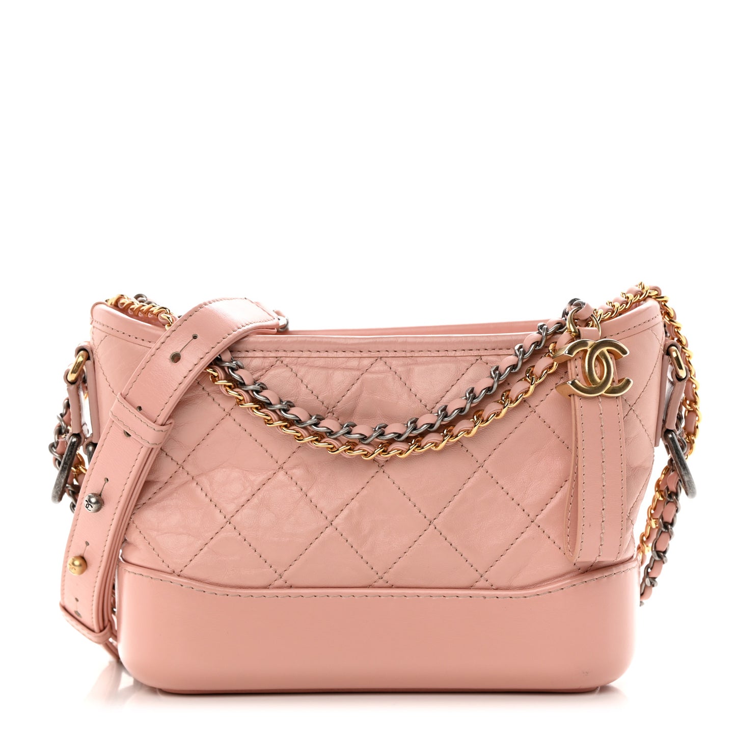 Aged Calfskin Quilted Small Gabrielle Hobo Pink