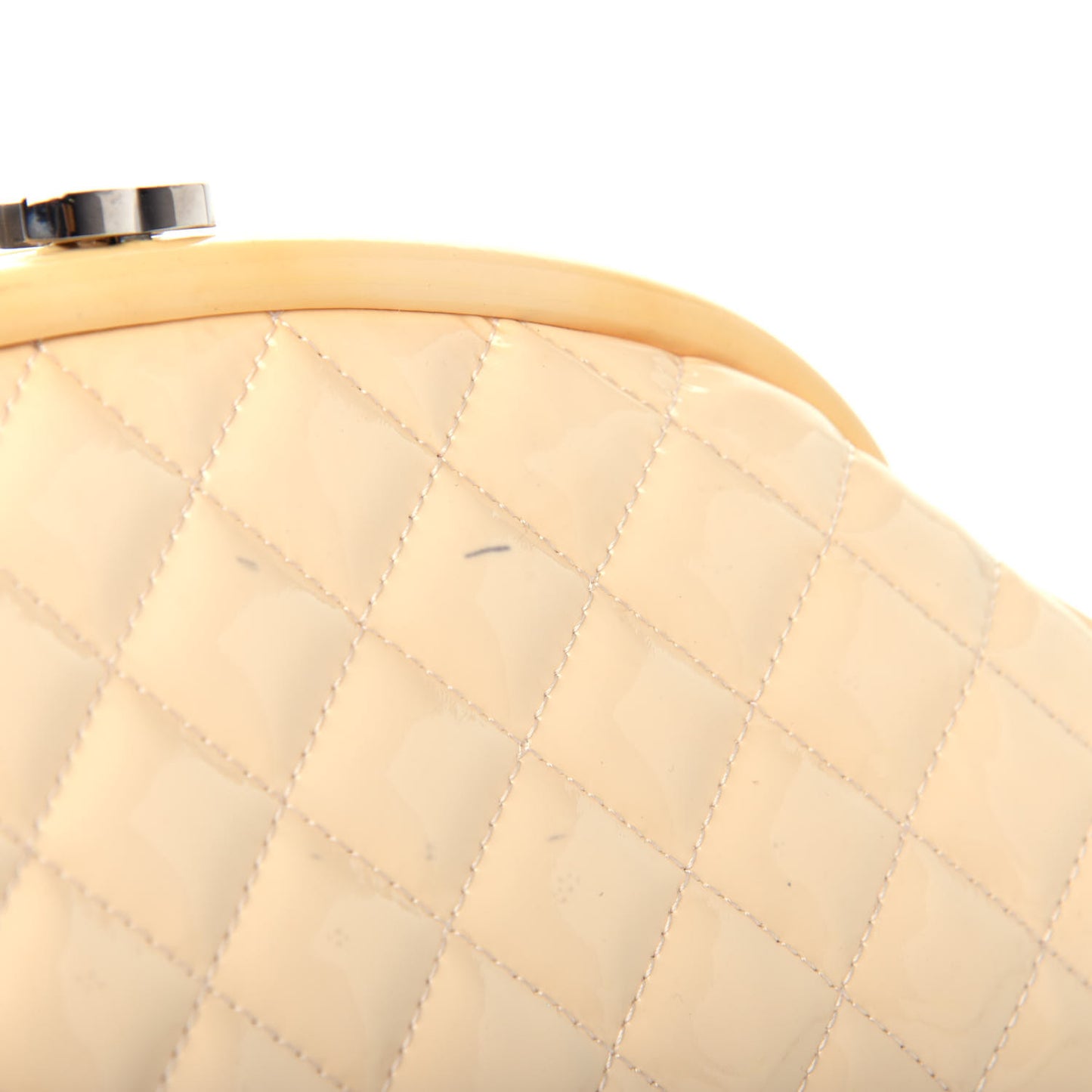 Patent Quilted Timeless Clutch Beige