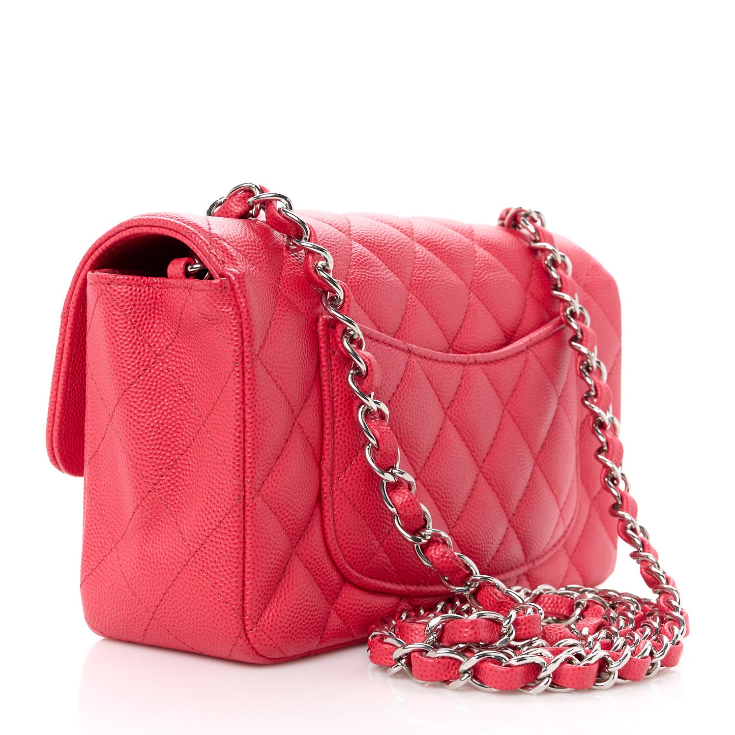 Caviar Quilted Mini Rectangular Flap Dark Pink