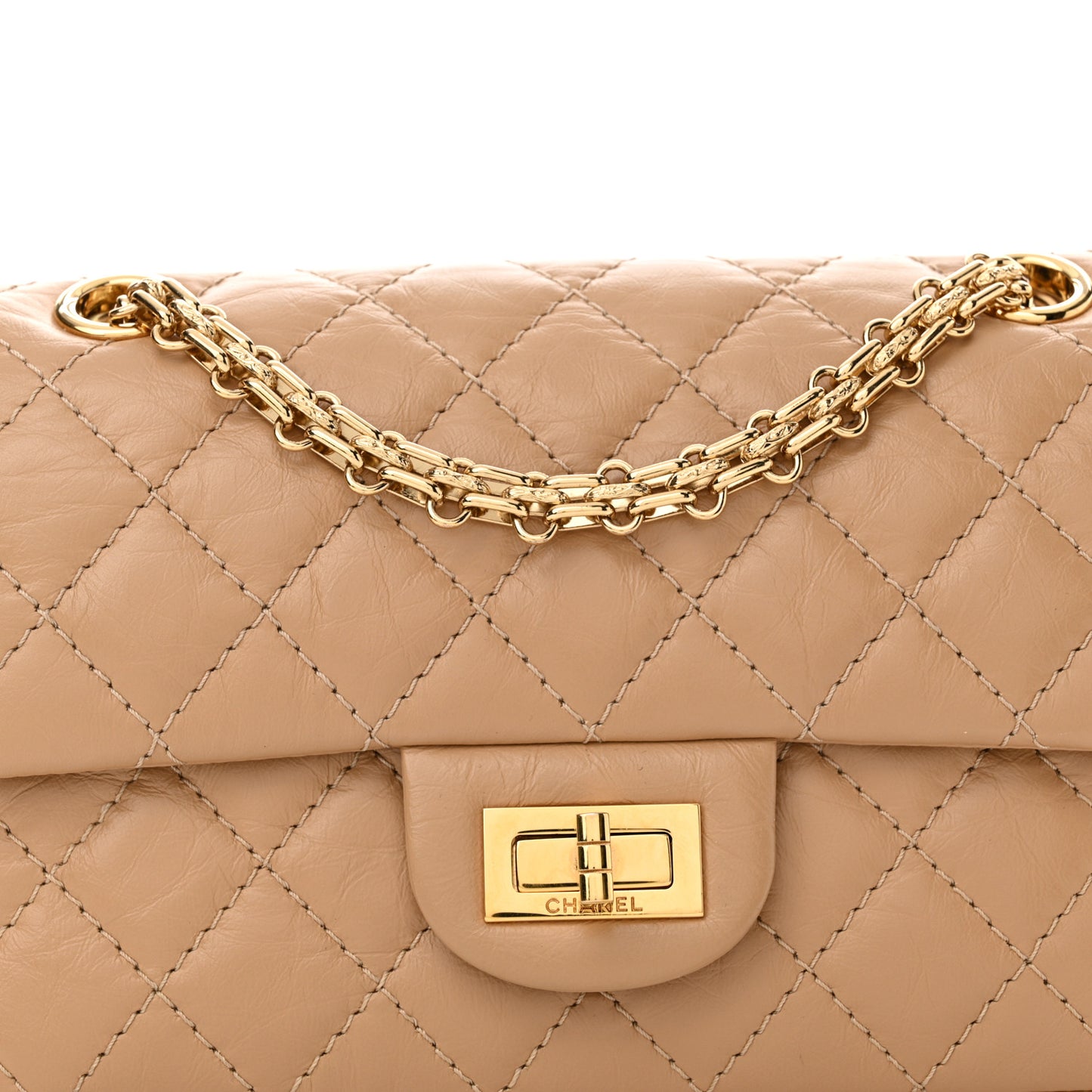 Aged Calfskin Quilted 2.55 Reissue Mini Flap Beige