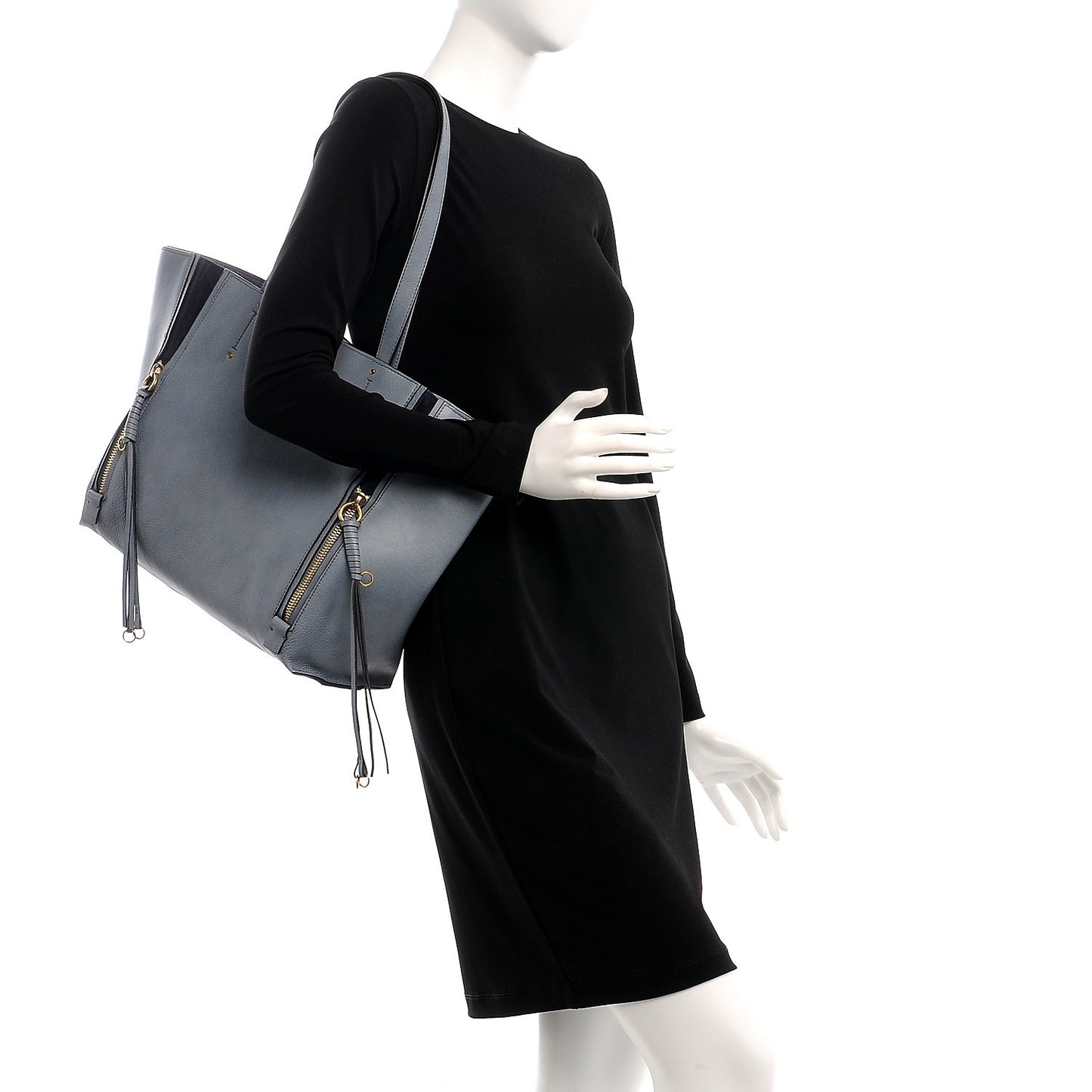 Smooth Calfskin Medium Milo Shopping Tote Cloudy Blue