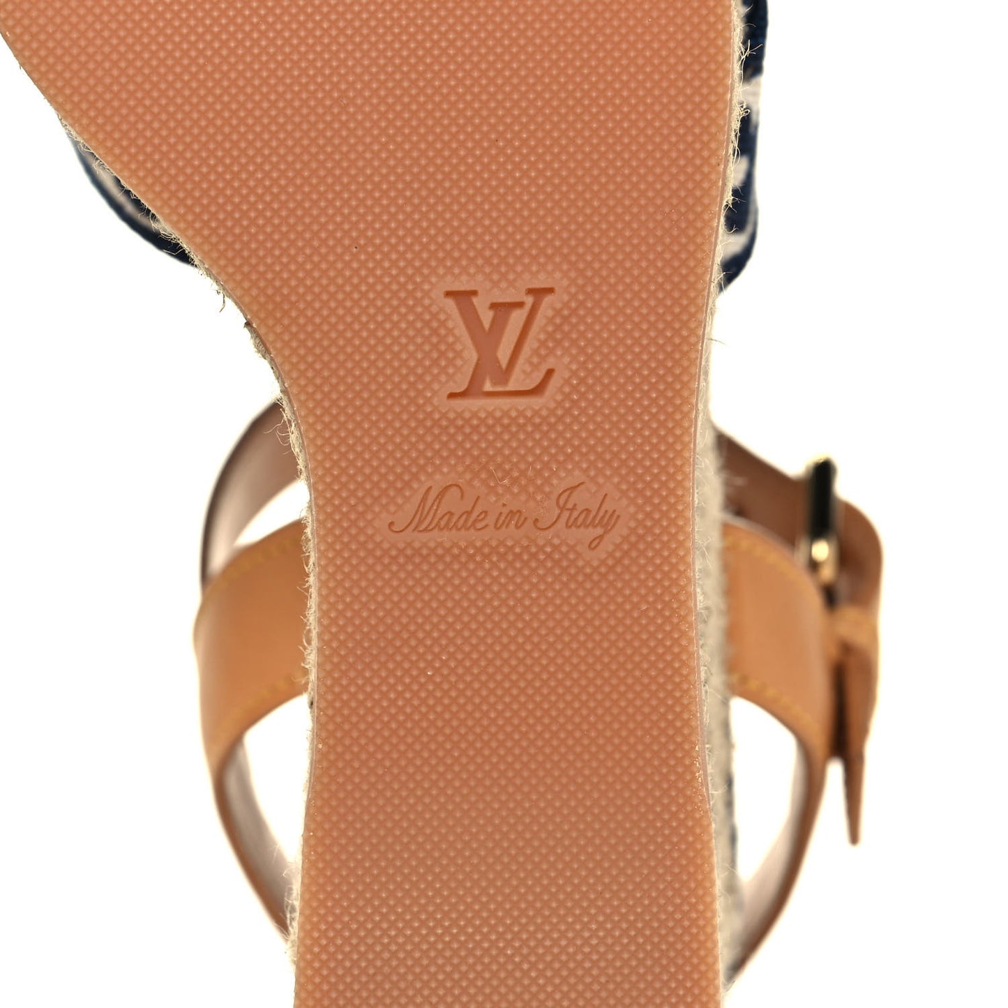 Jacquard Calfskin Since 1854 Boundary Wedge Sandals 35.5 Blue