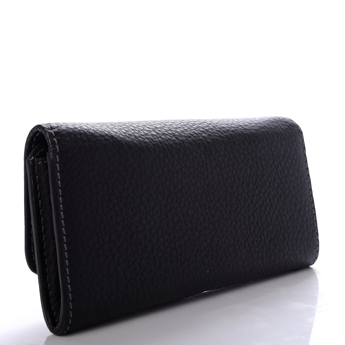 Calfskin Marcie Continental Flap Wallet Black